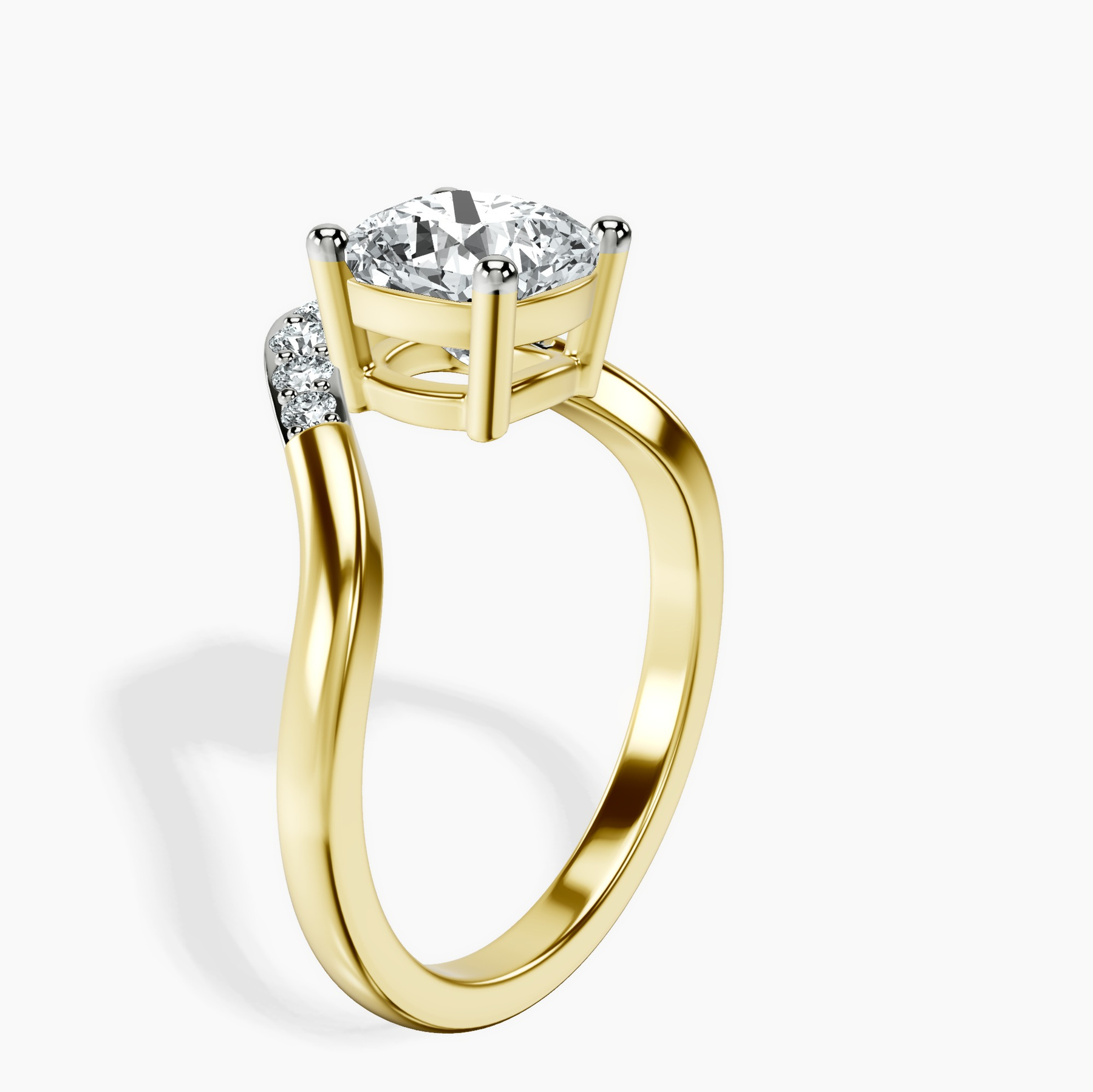 10kt Yellow Gold Curved Crest Lab Diamond Ring standing product image one
