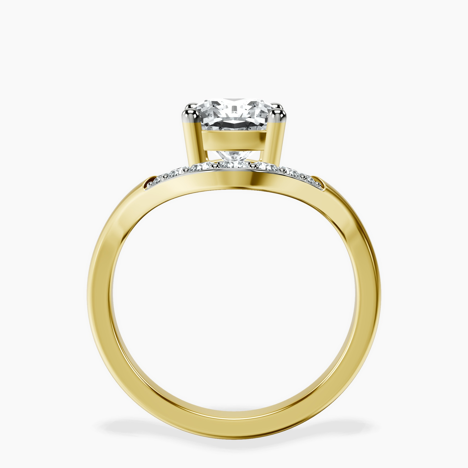 10kt Yellow Gold Curved Crest Lab Diamond Ring side right image one