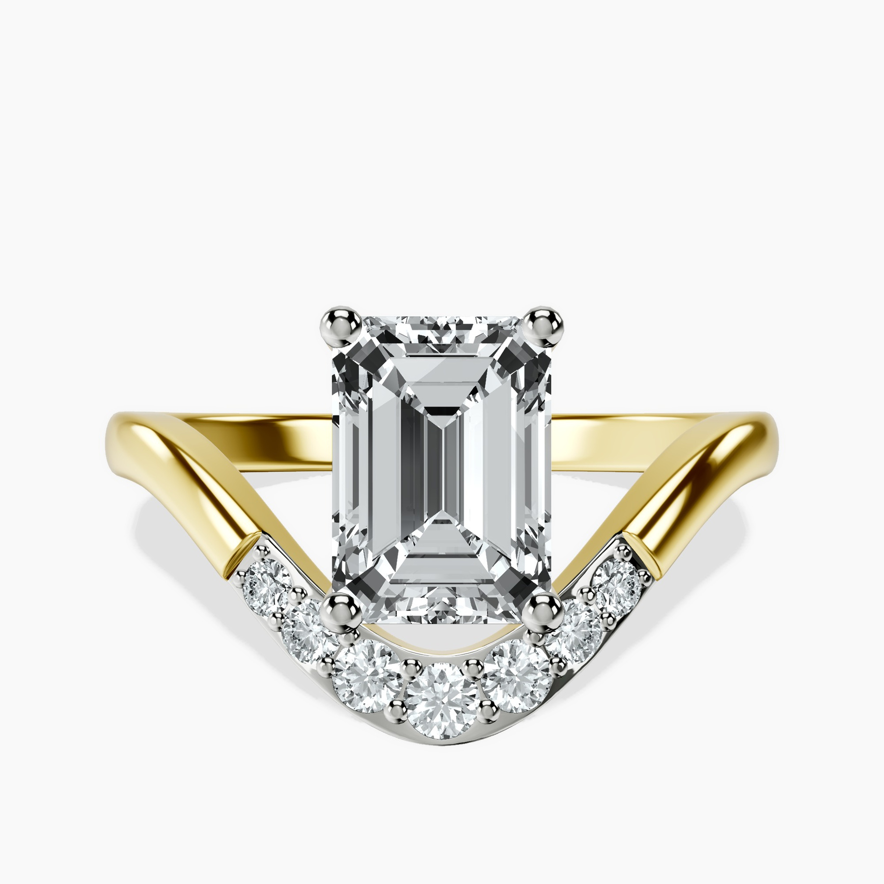 10kt Yellow Gold Curved Crest Lab Diamond Ring rtr top