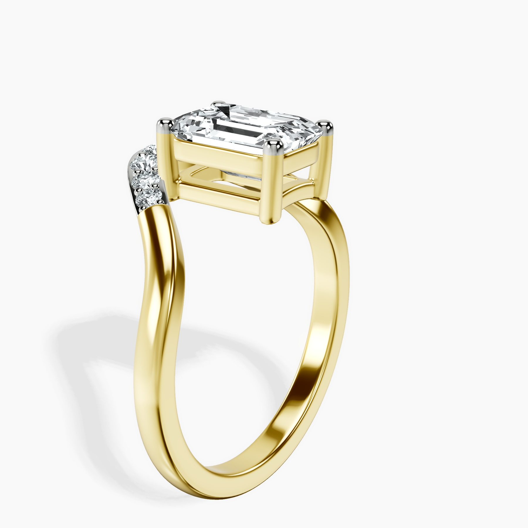 10kt Yellow Gold Curved Crest Lab Diamond Ring standing product image one