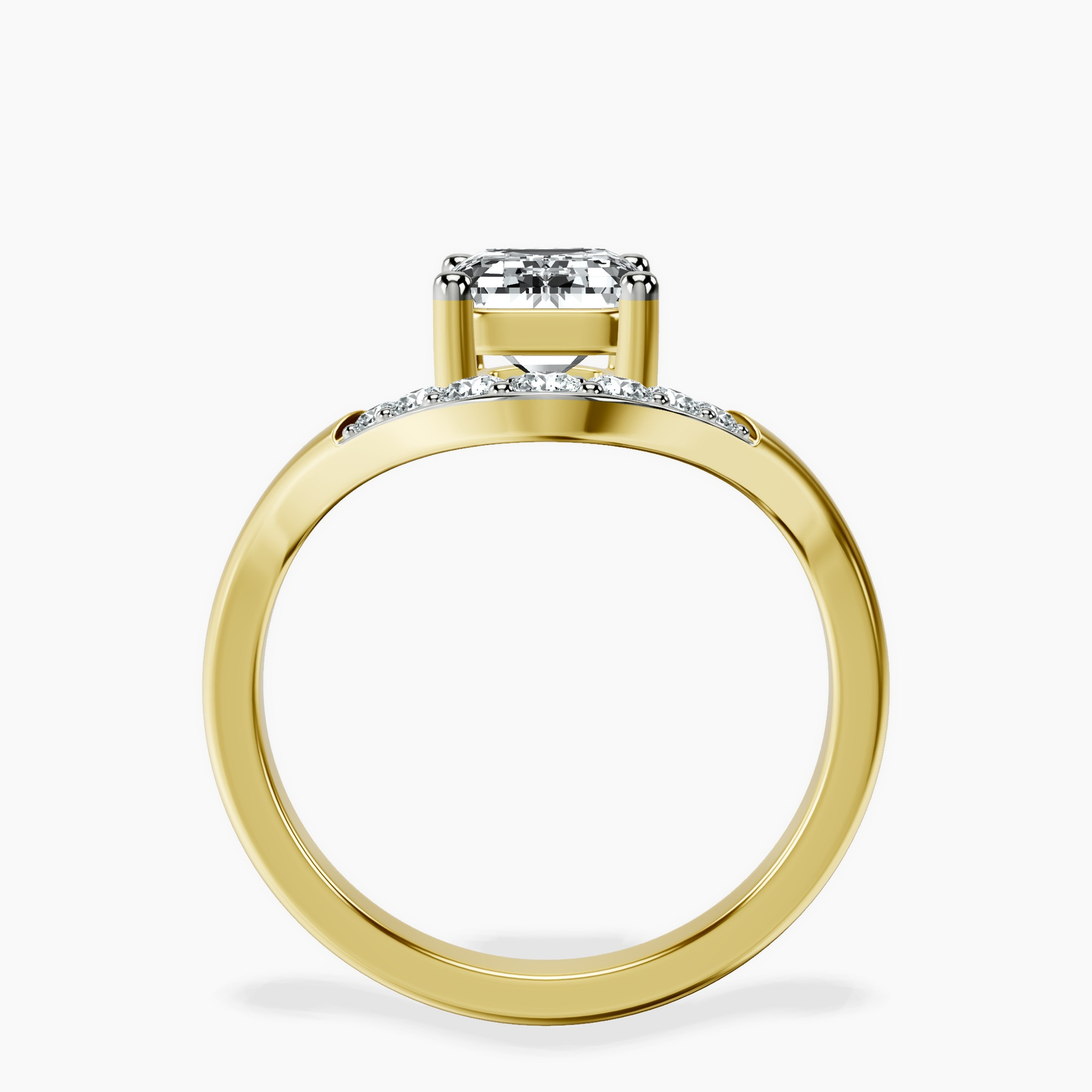 10kt Yellow Gold Curved Crest Lab Diamond Ring side right image one