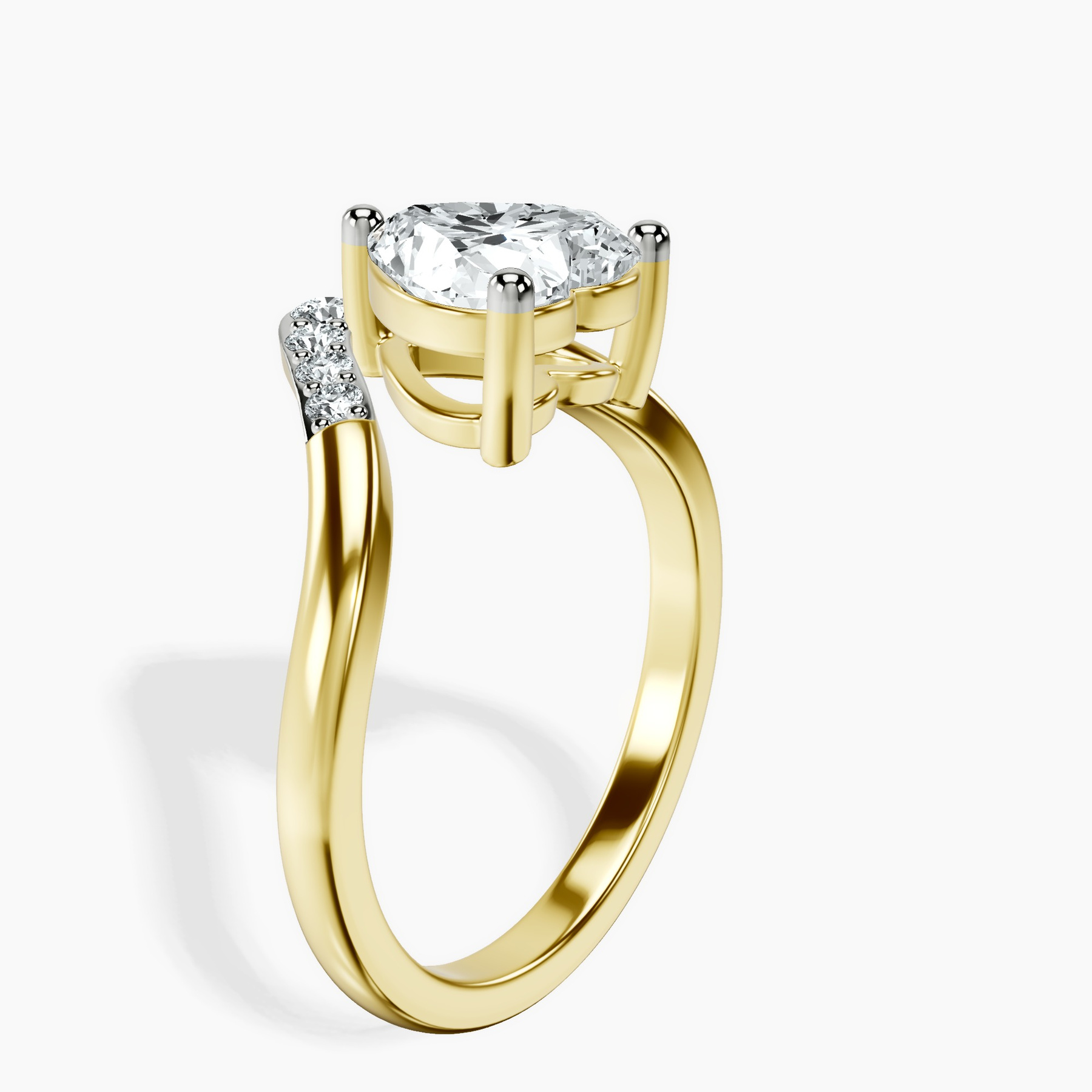10kt Yellow Gold Curved Crest Lab Diamond Ring standing product image one