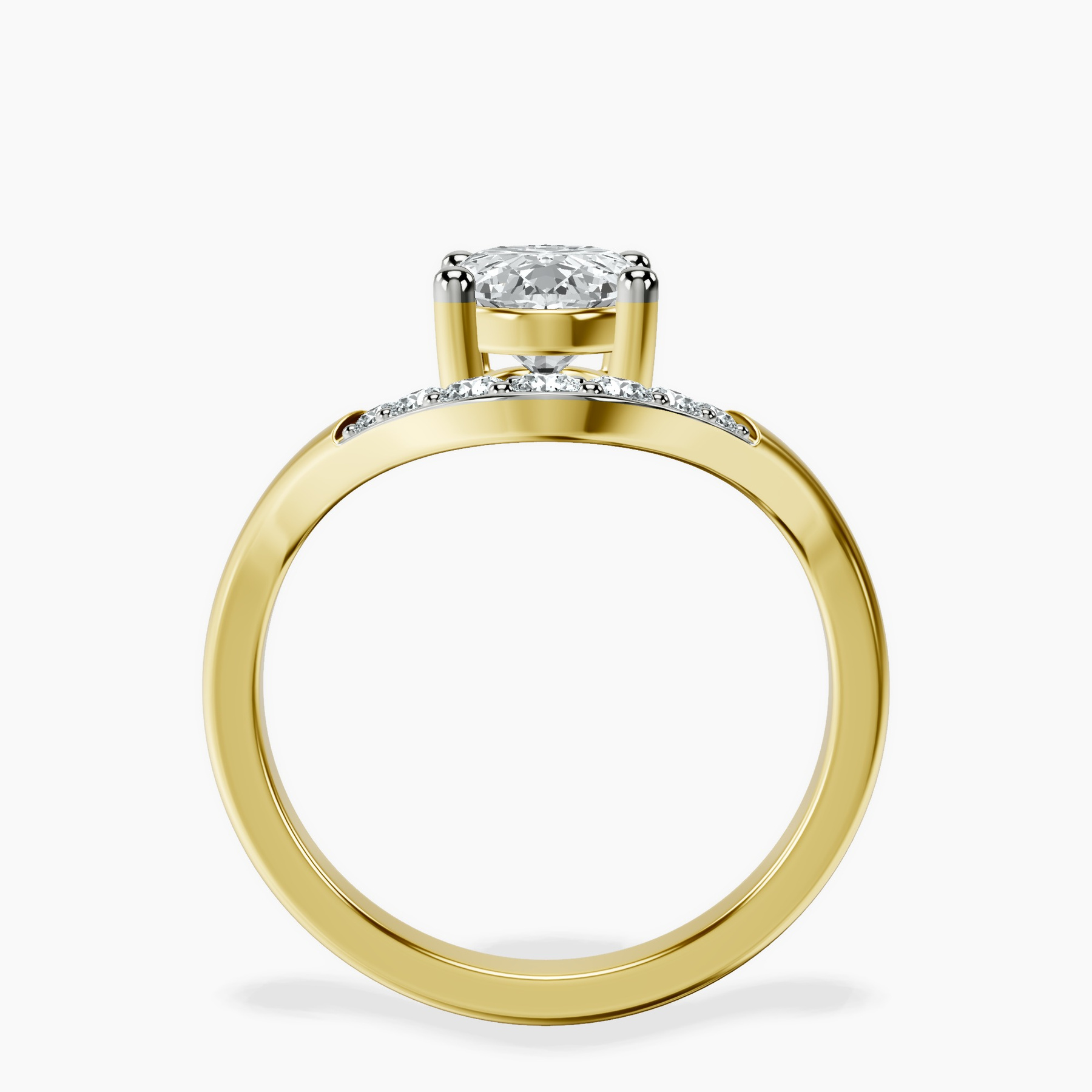 10kt Yellow Gold Curved Crest Lab Diamond Ring side right image one