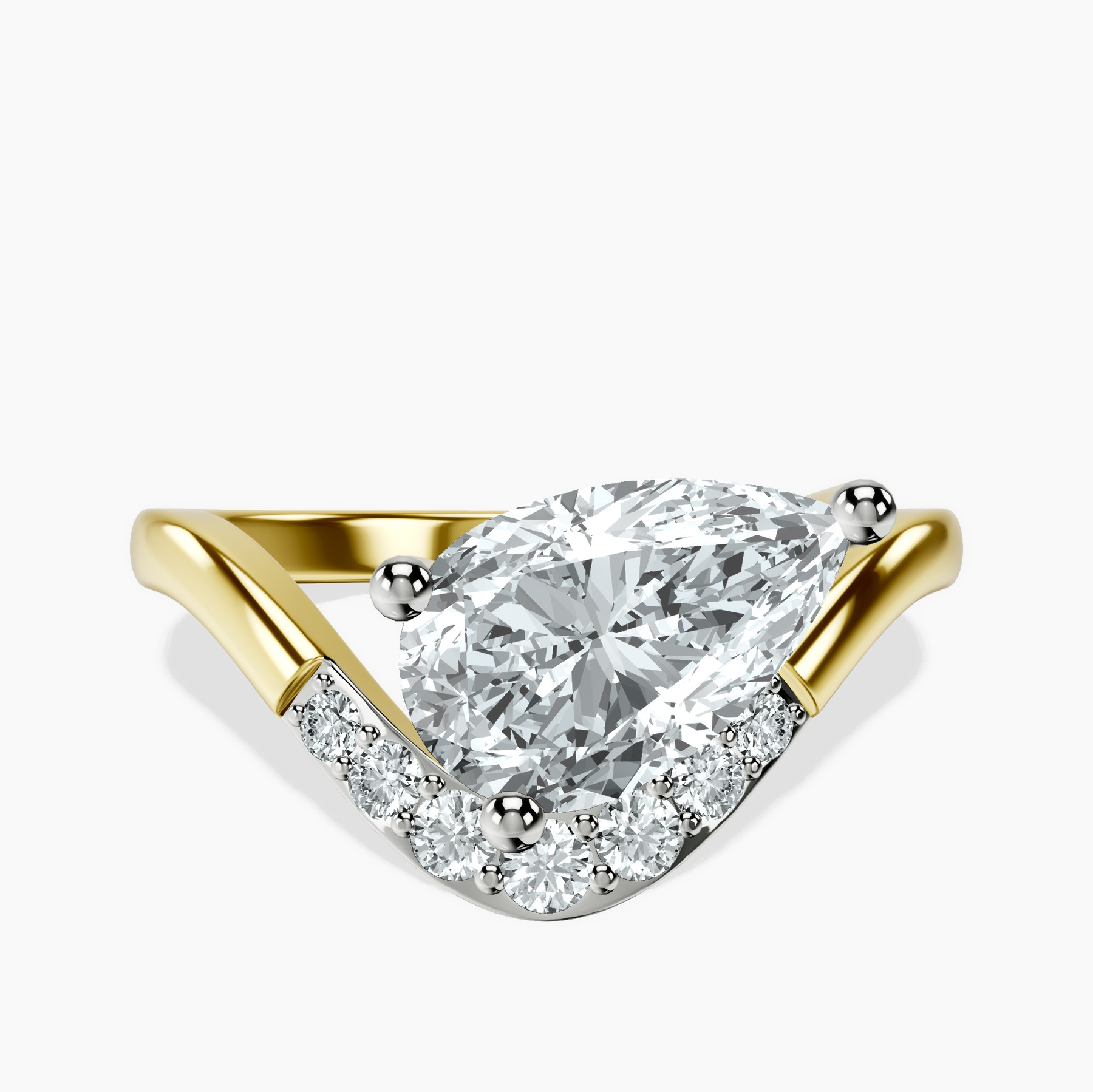2.59 ct. pear Curved Crest Lab Diamond Ring in 14kt yellow gold rtr top