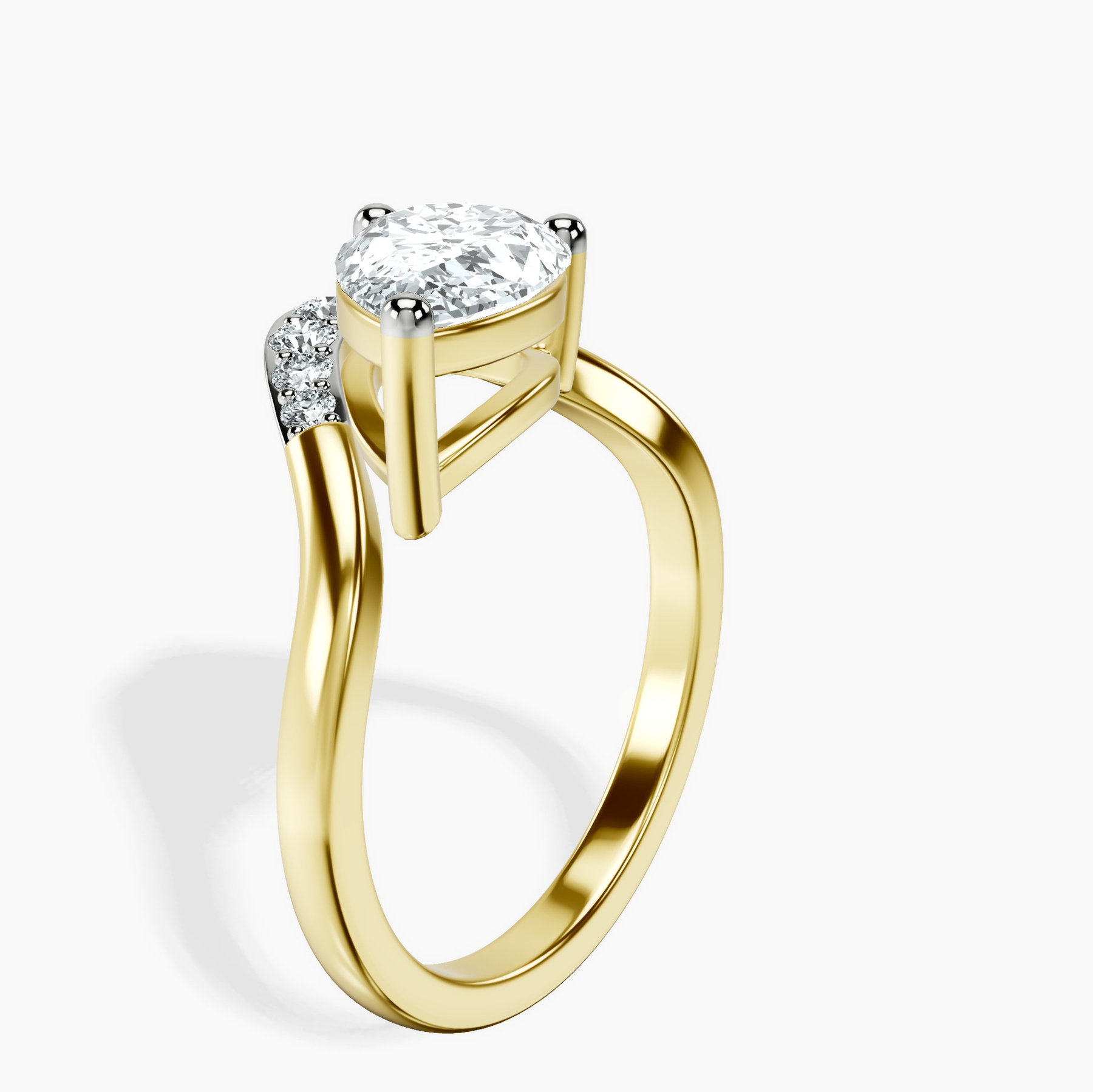 10kt Yellow Gold Curved Crest Lab Diamond Ring standing product image one