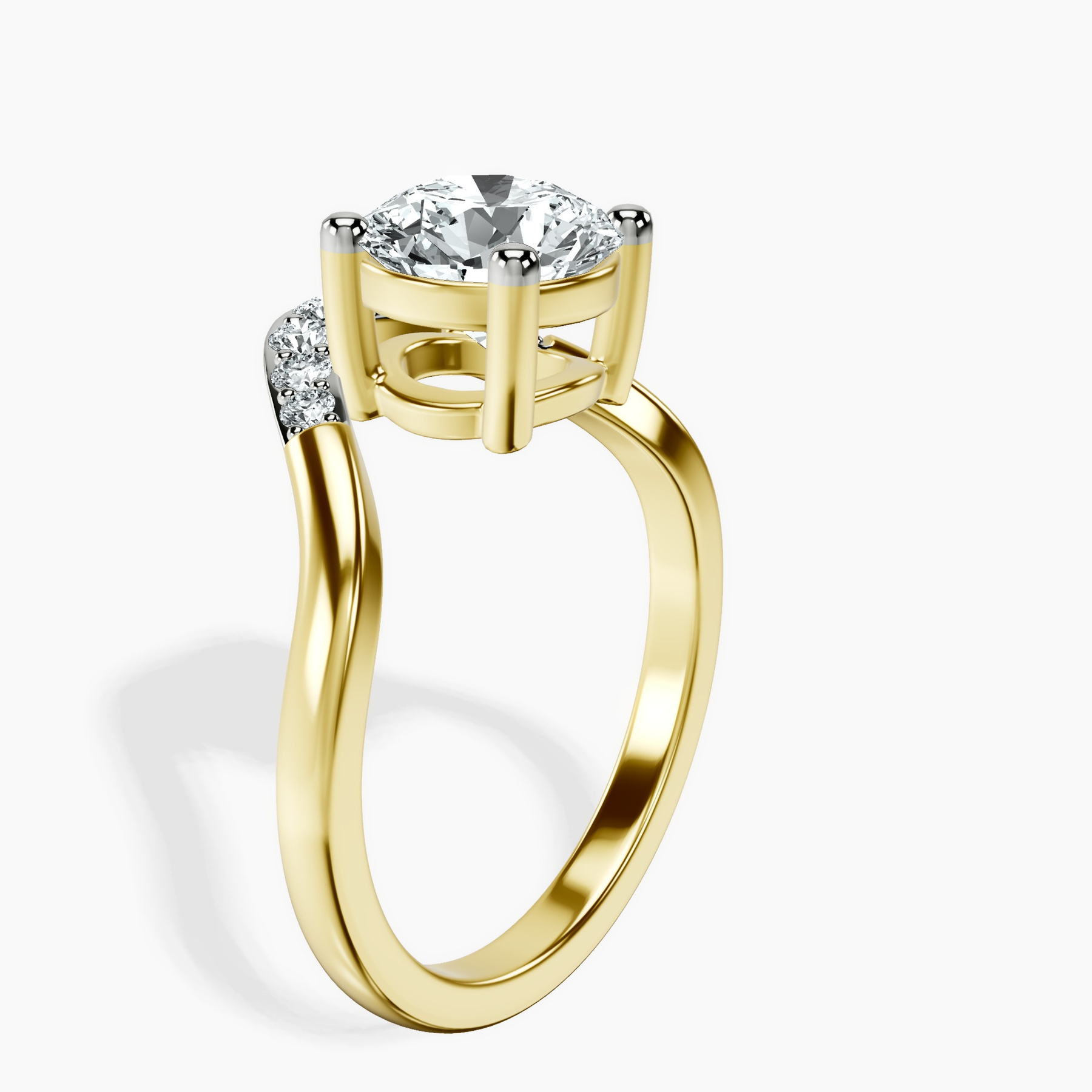 10kt Yellow Gold Curved Crest Lab Diamond Ring standing product image one