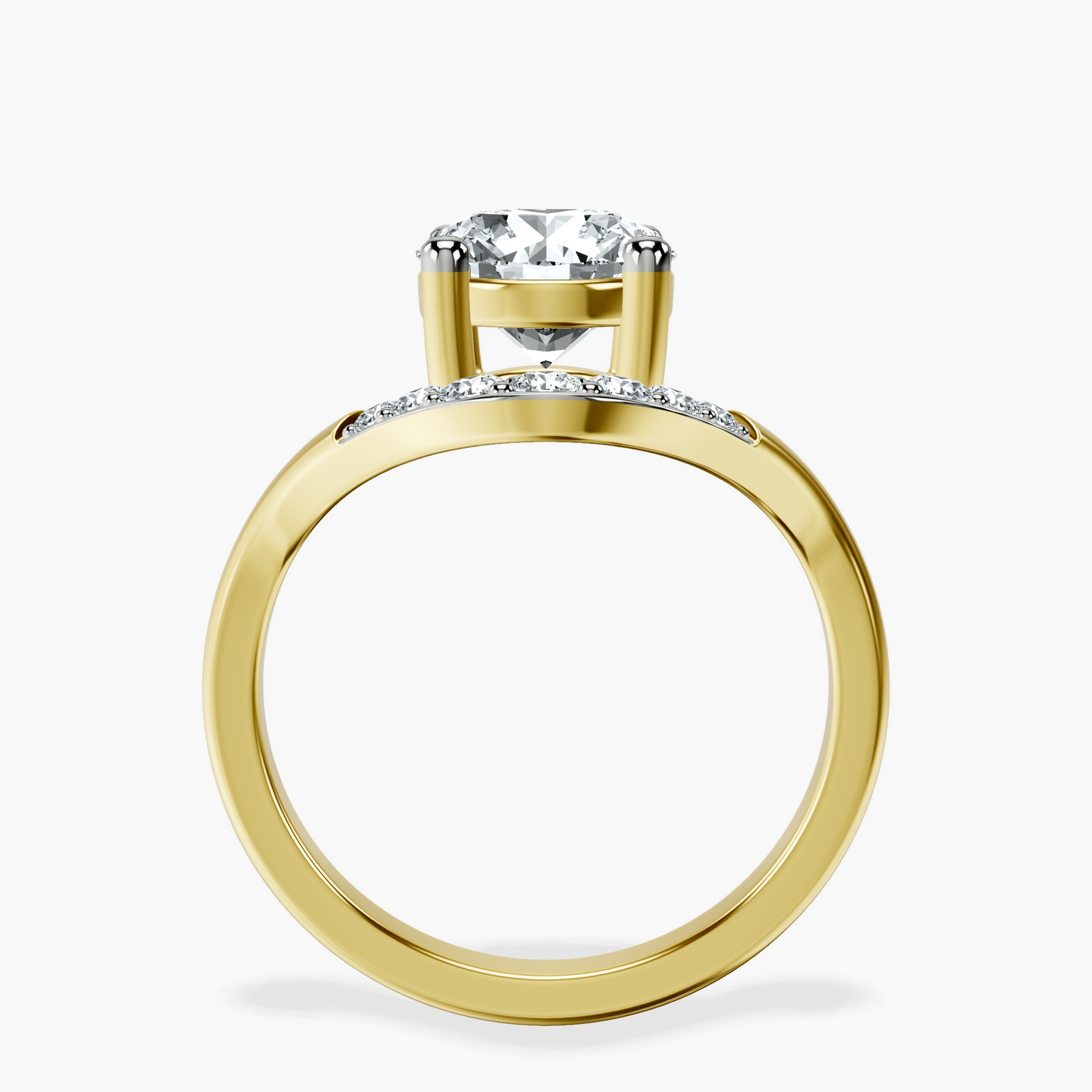 10kt Yellow Gold Curved Crest Lab Diamond Ring side right image one