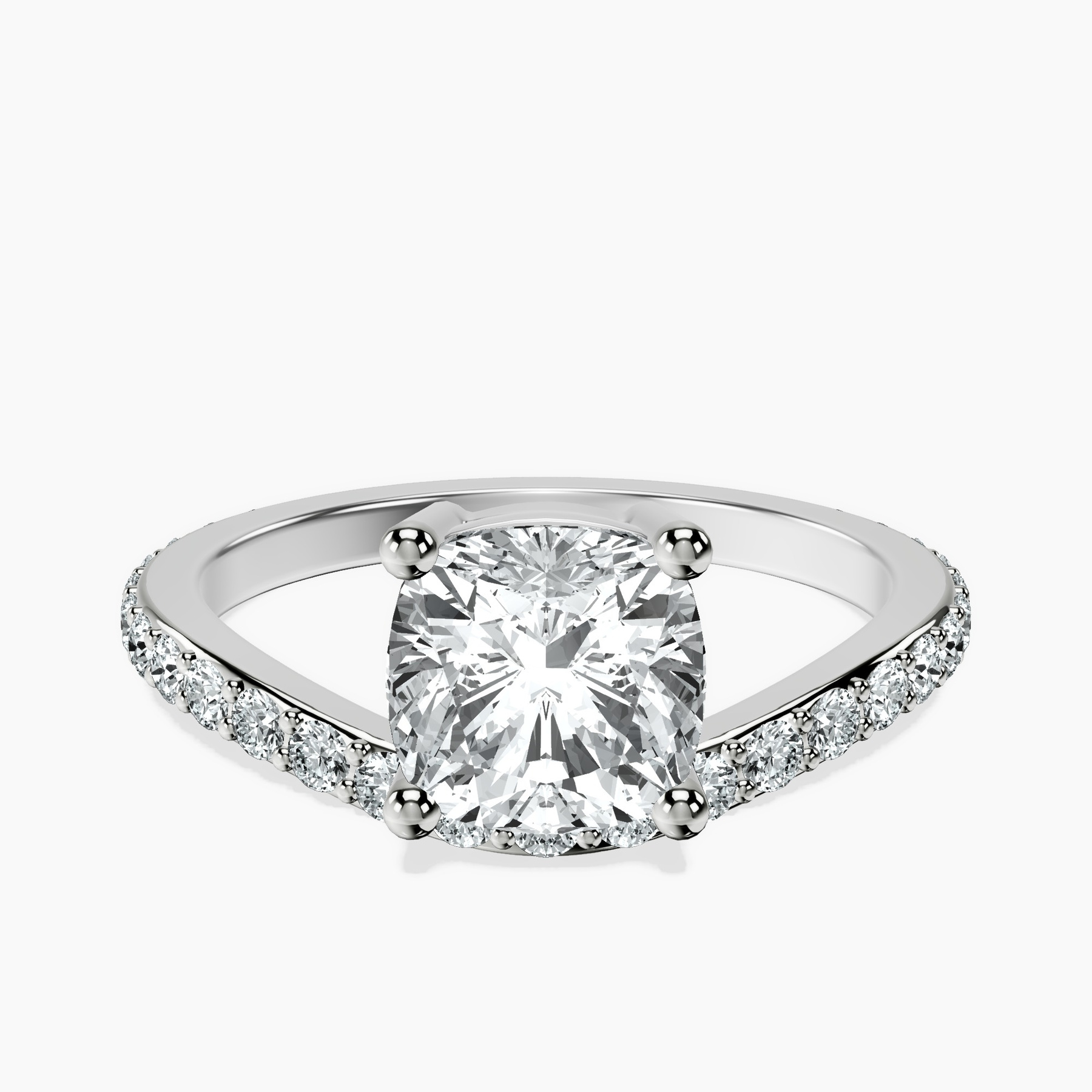 Platinum Pave Crest Lab Diamond Ring rtr top