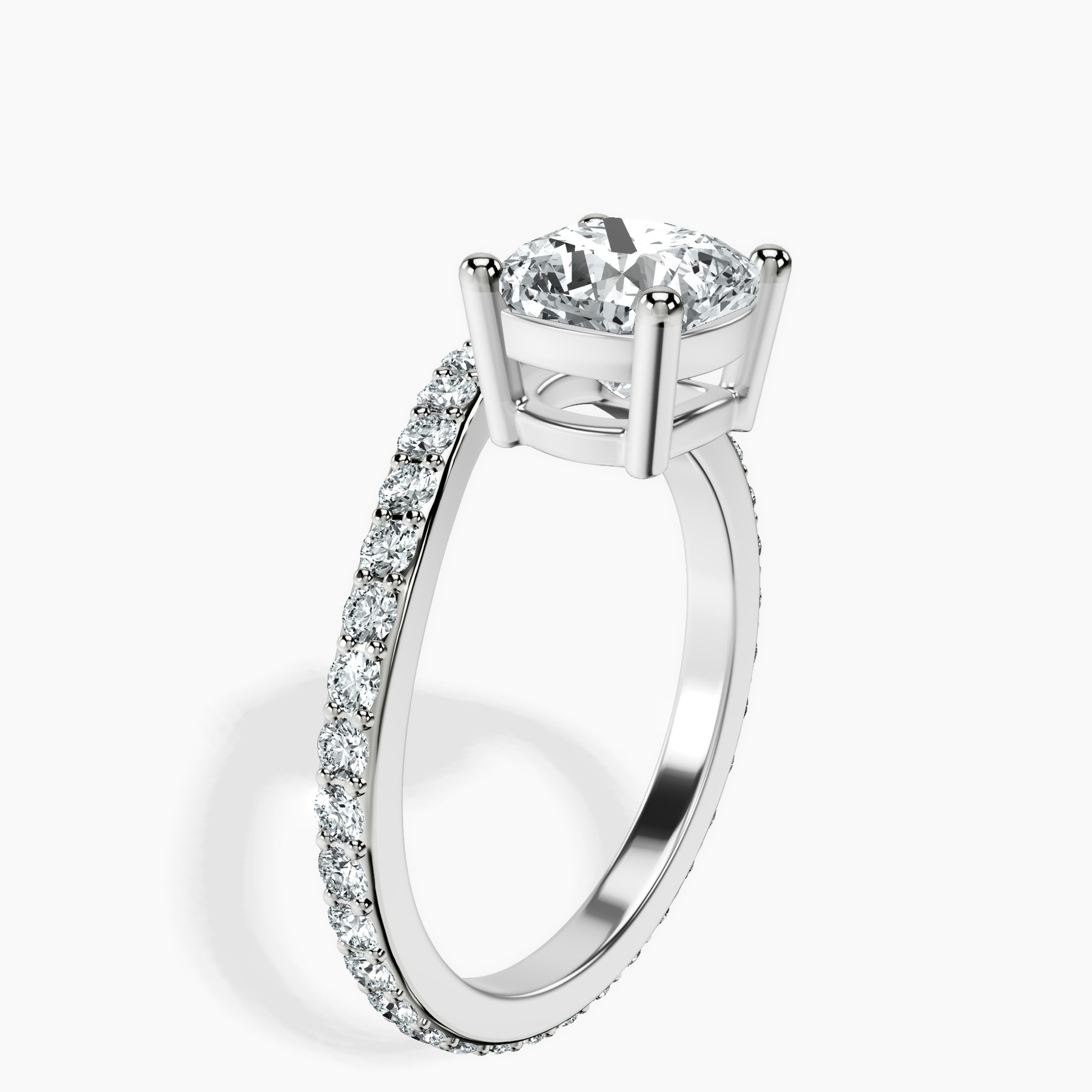 Platinum Pave Crest Lab Diamond Ring standing product image one
