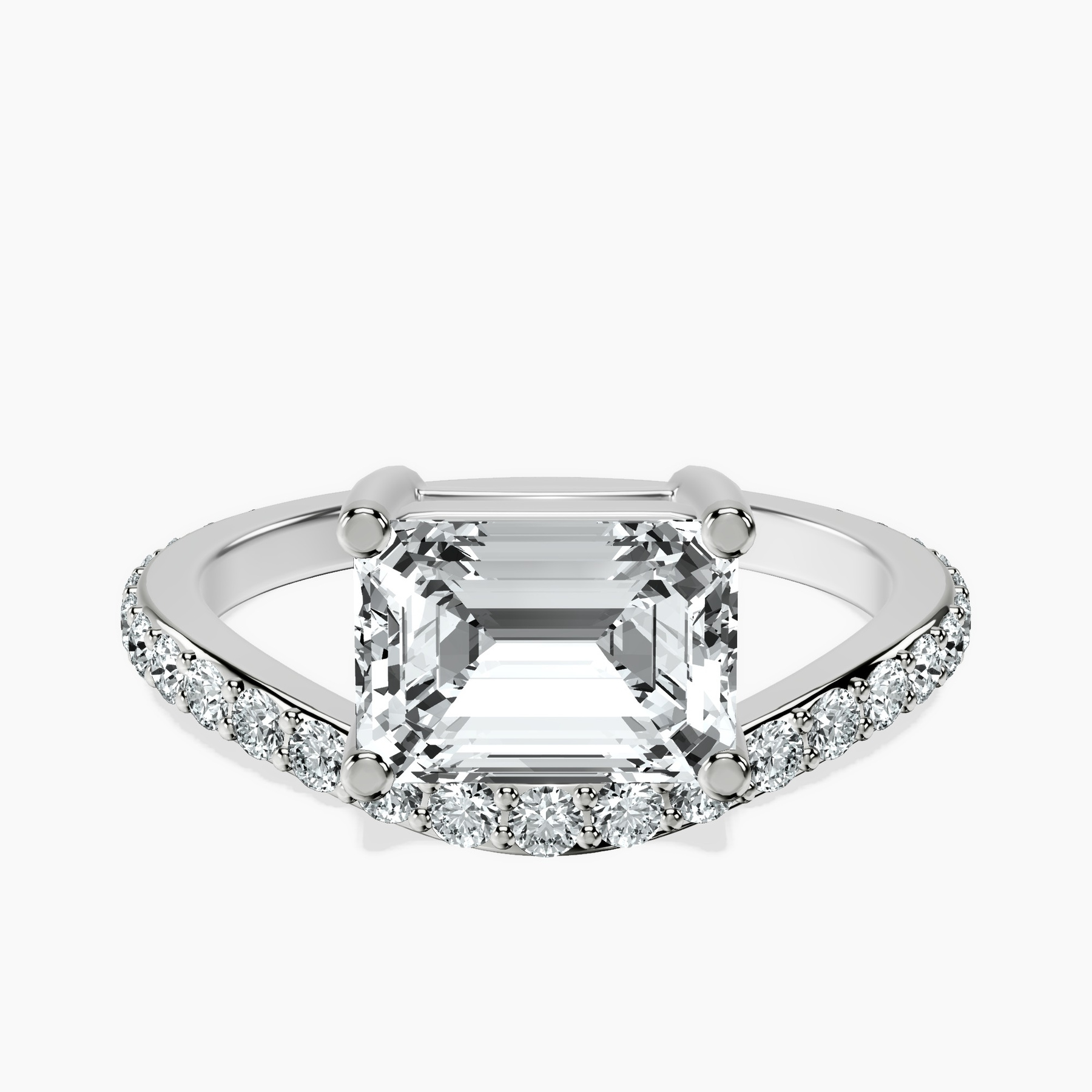 Platinum Pave Crest Lab Diamond Ring rtr top