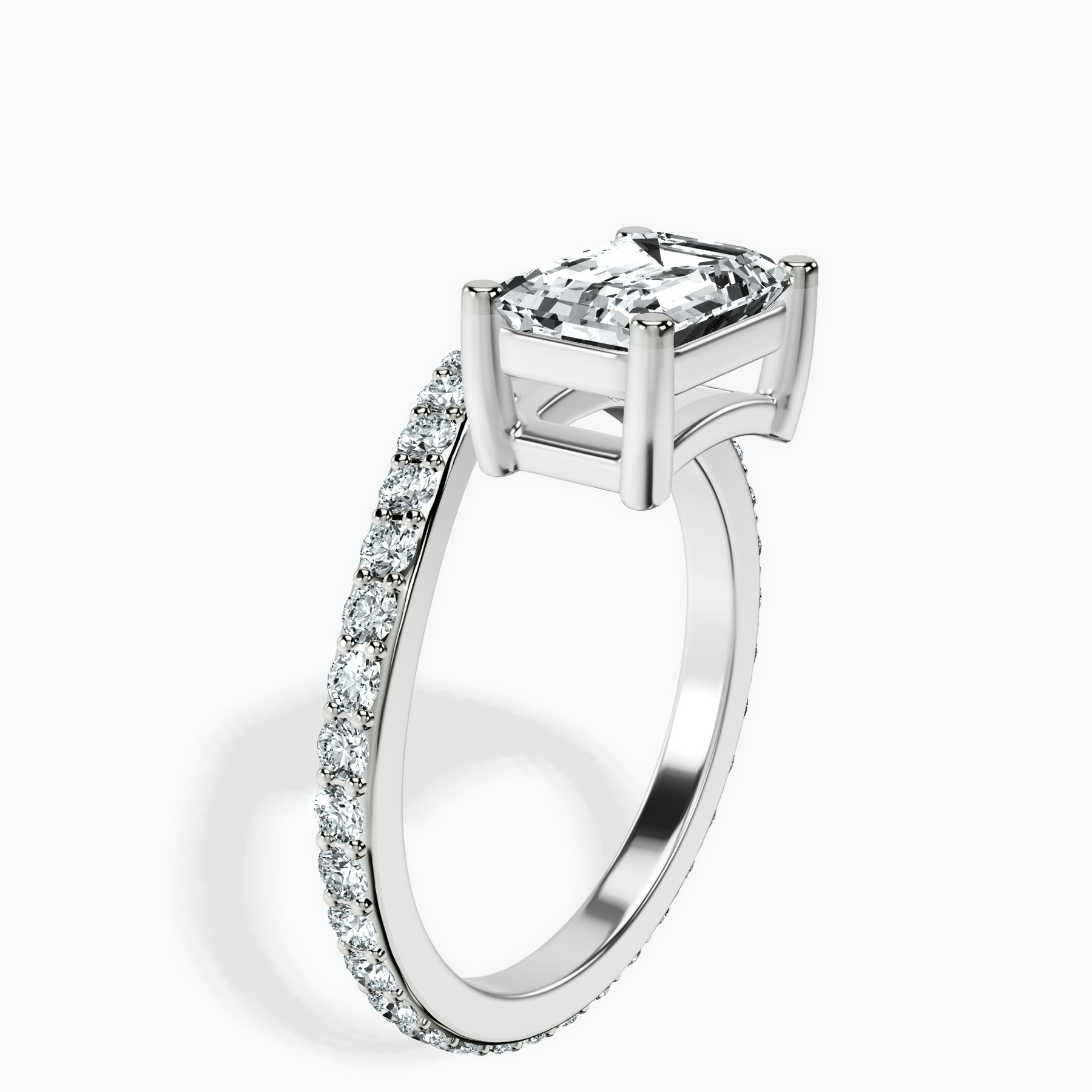 Platinum Pave Crest Lab Diamond Ring standing product image one