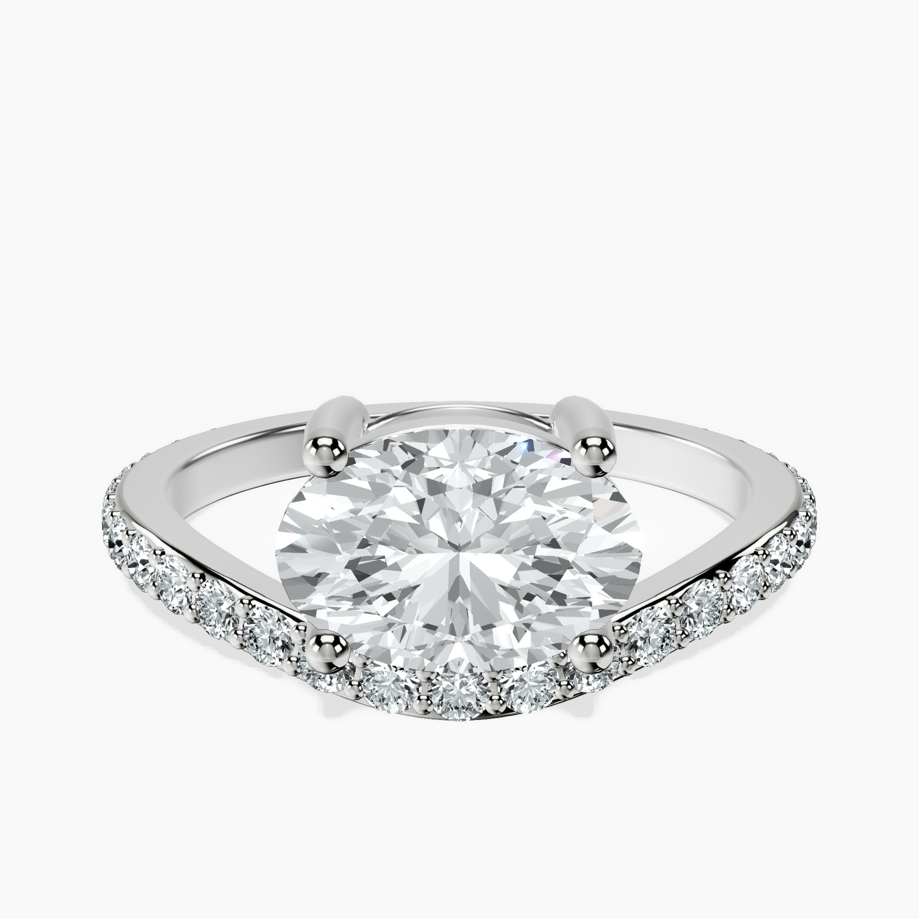 Platinum Pave Crest Lab Diamond Ring rtr top