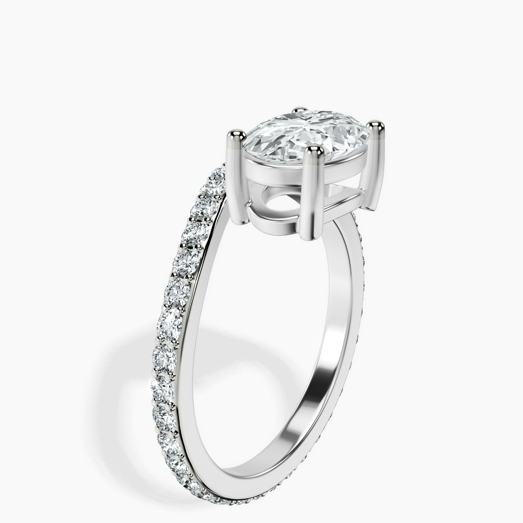 Platinum Pave Crest Lab Diamond Ring standing product image one