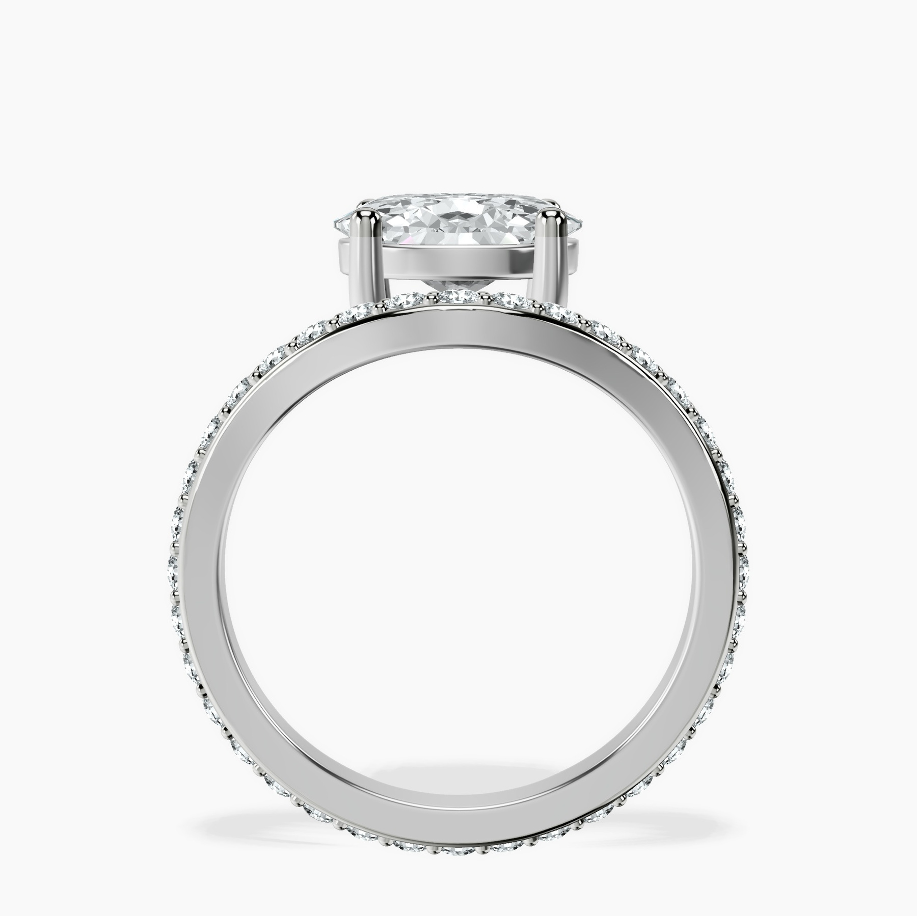 Platinum Pave Crest Lab Diamond Ring side right image one