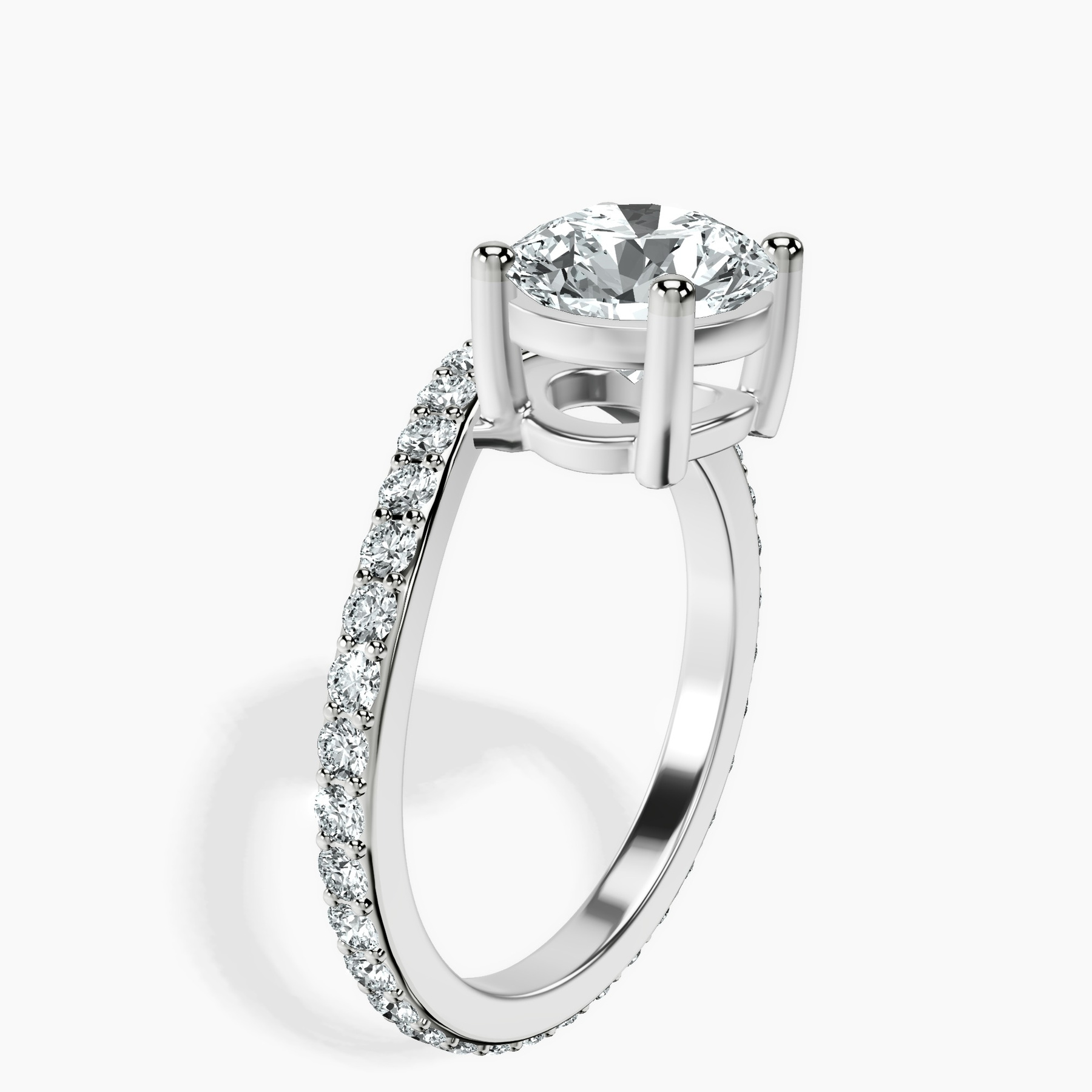 10kt White Gold Pave Crest Lab Diamond Ring standing product image one