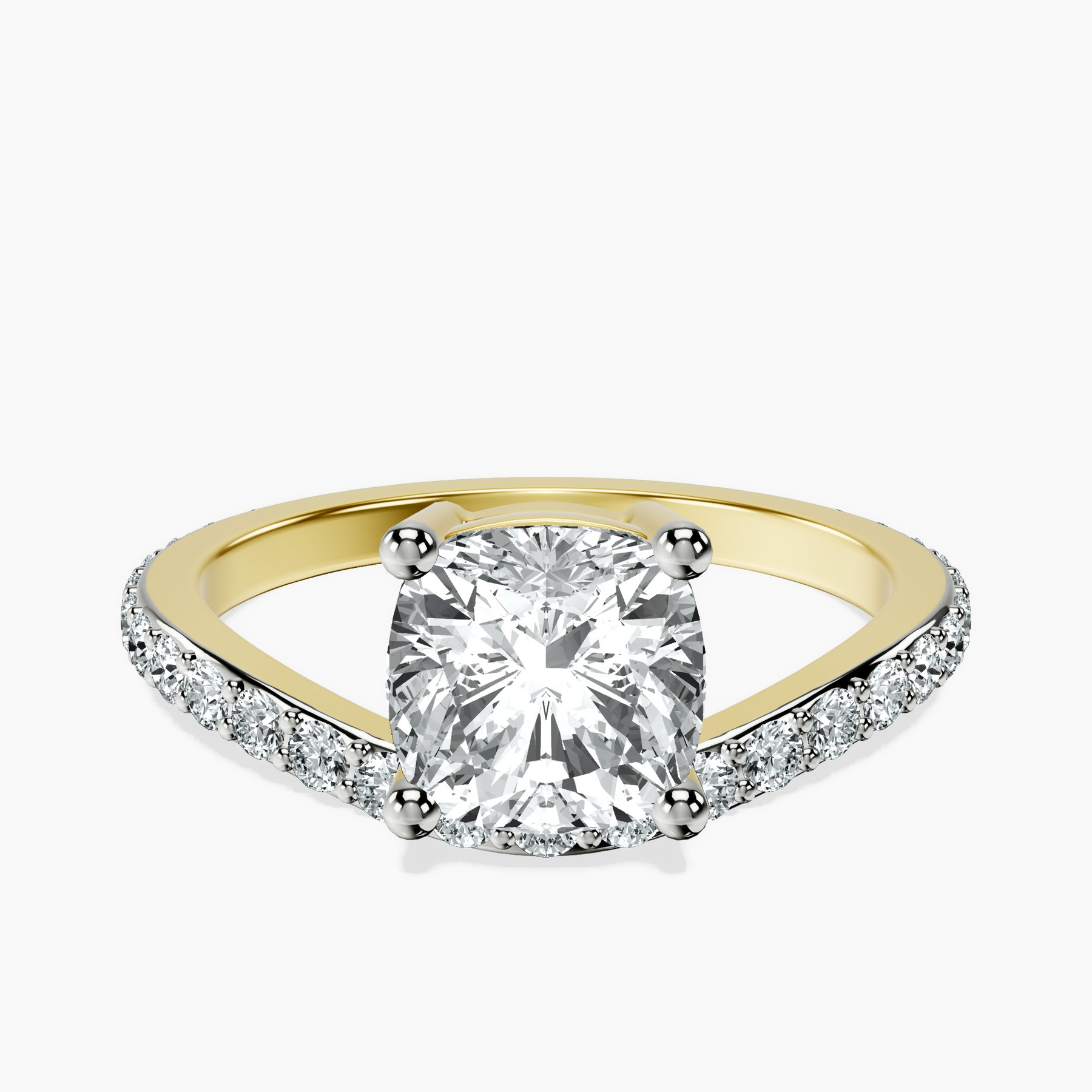 10kt Yellow Gold Pave Crest Lab Diamond Ring rtr top