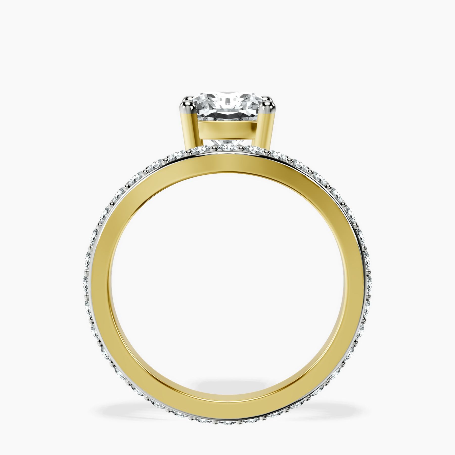 10kt Yellow Gold Pave Crest Lab Diamond Ring side right image one