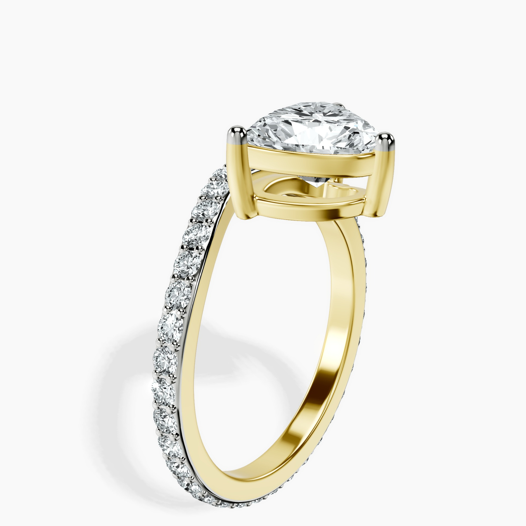10kt Yellow Gold Pave Crest Lab Diamond Ring standing product image one