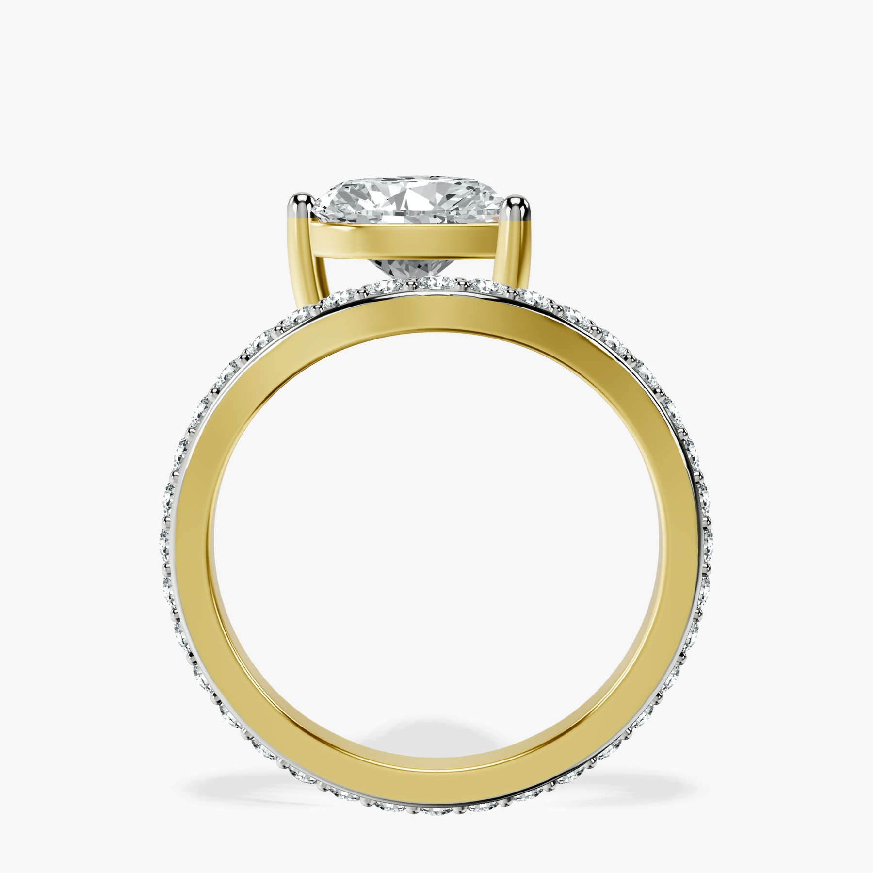 10kt Yellow Gold Pave Crest Lab Diamond Ring side right image one
