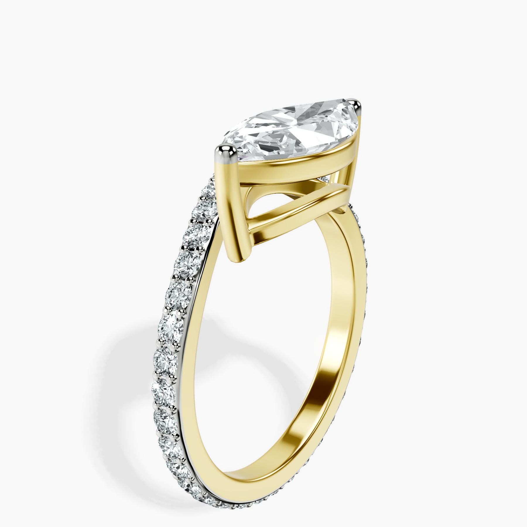 10kt Yellow Gold Pave Crest Lab Diamond Ring standing product image one