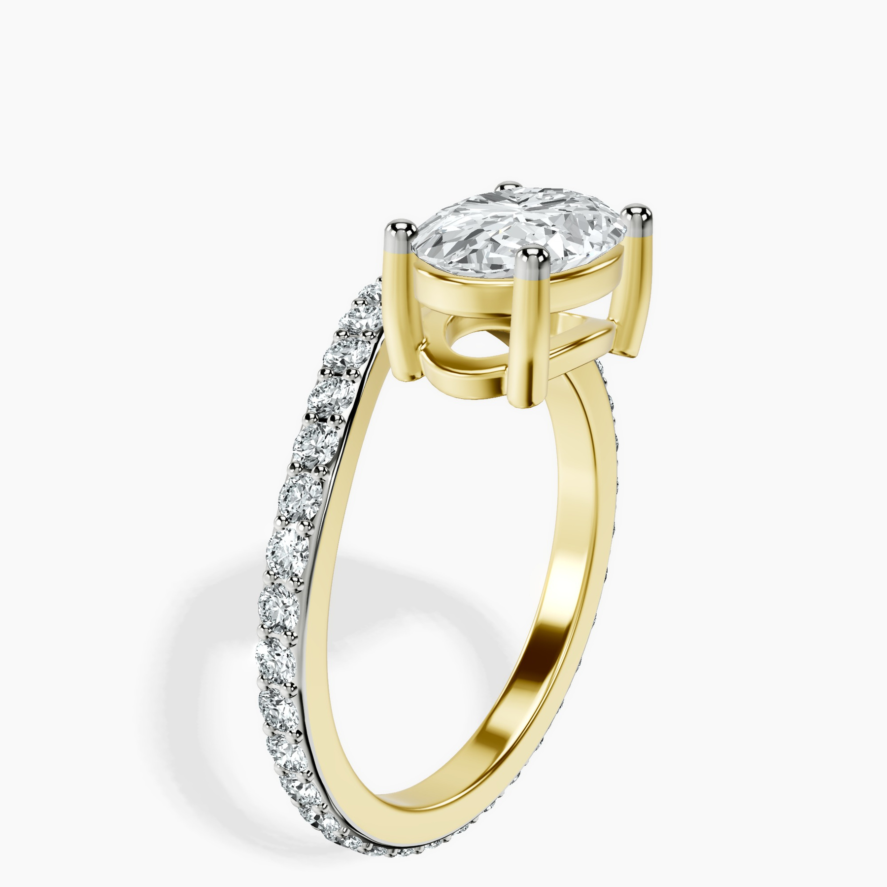 10kt Yellow Gold Pave Crest Lab Diamond Ring standing product image one