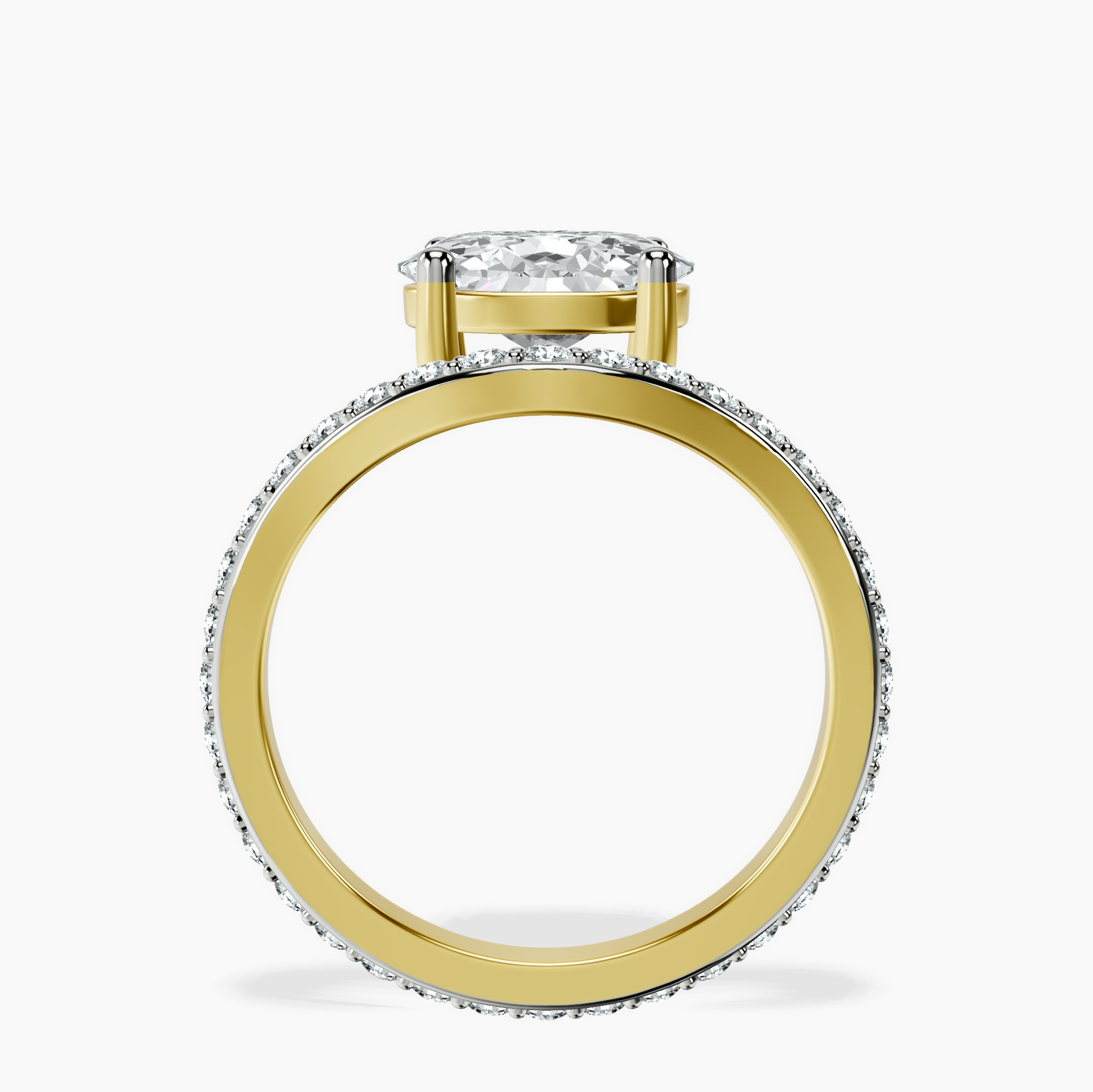 10kt Yellow Gold Pave Crest Lab Diamond Ring side right image one