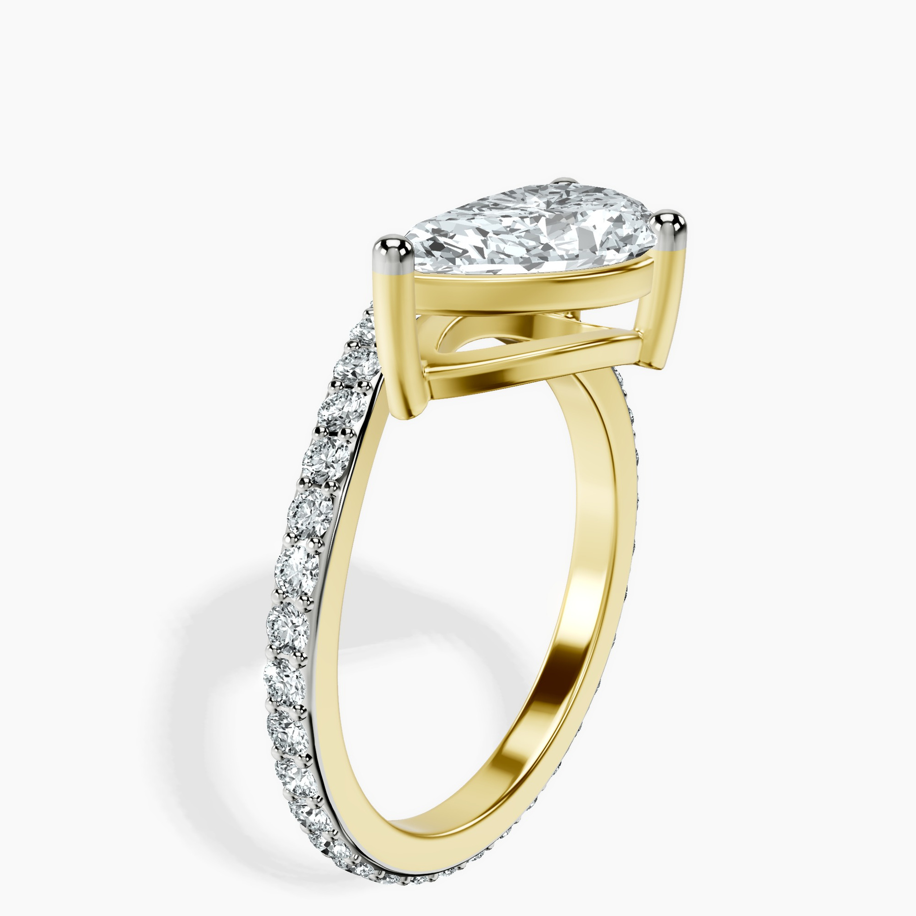 10kt Yellow Gold Pave Crest Lab Diamond Ring standing product image one