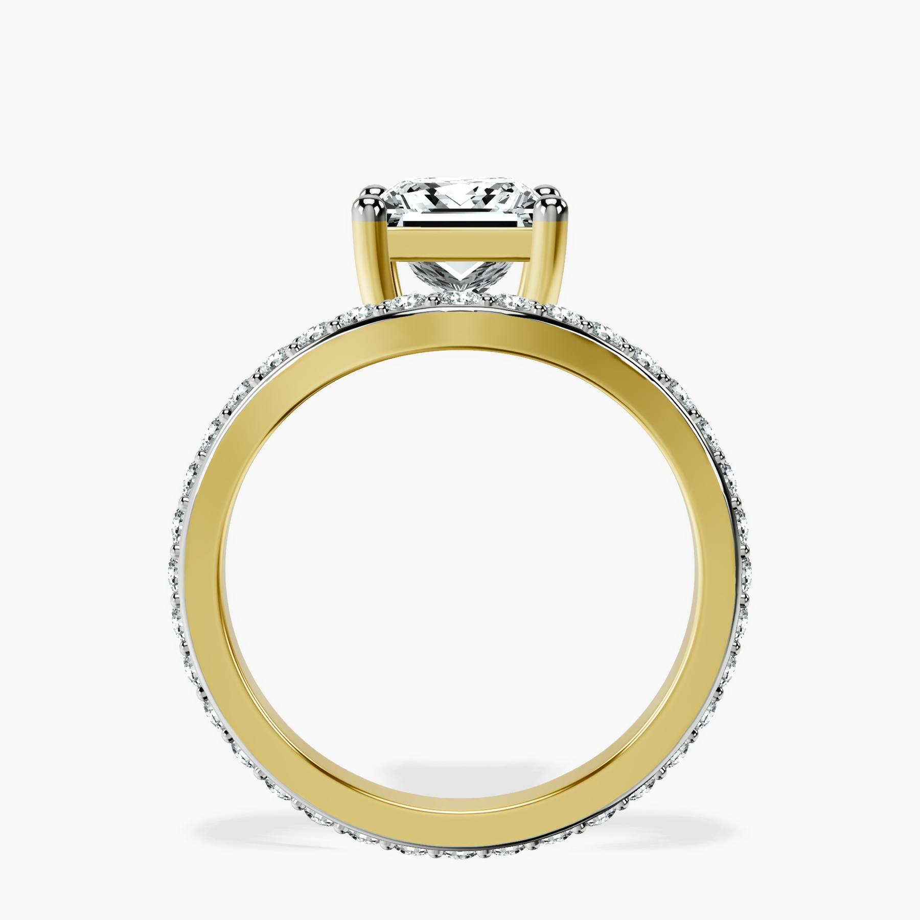 10kt Yellow Gold Pave Crest Lab Diamond Ring side right image one