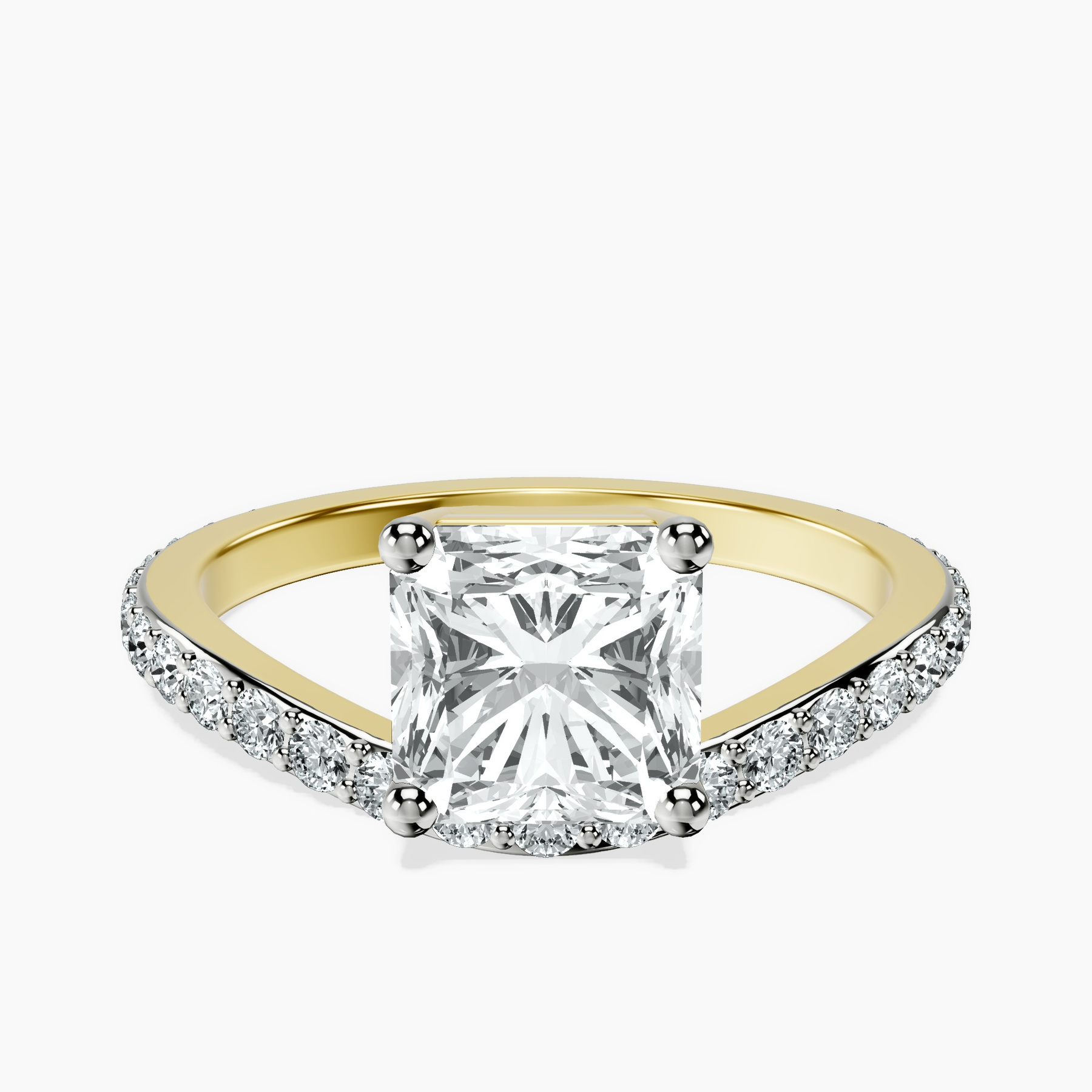 10kt Yellow Gold Pave Crest Lab Diamond Ring rtr top