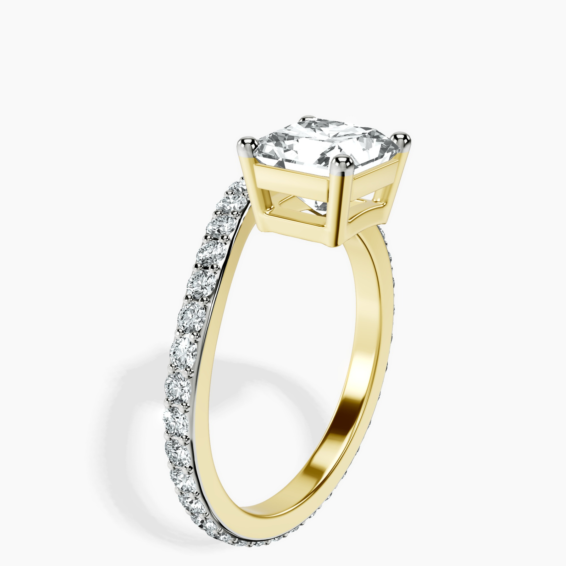 10kt Yellow Gold Pave Crest Lab Diamond Ring standing product image one