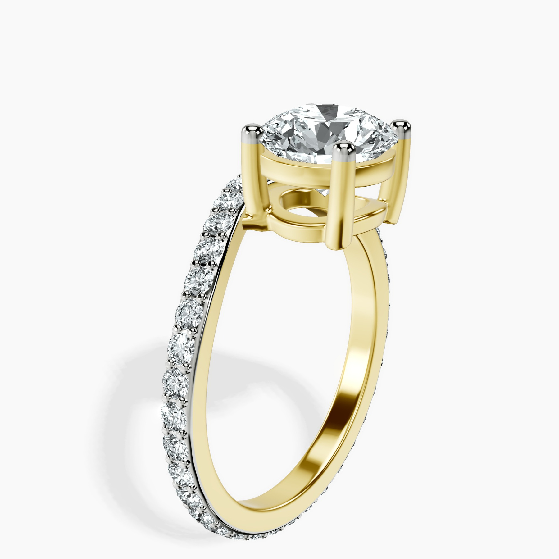 10kt Yellow Gold Pave Crest Lab Diamond Ring standing product image one