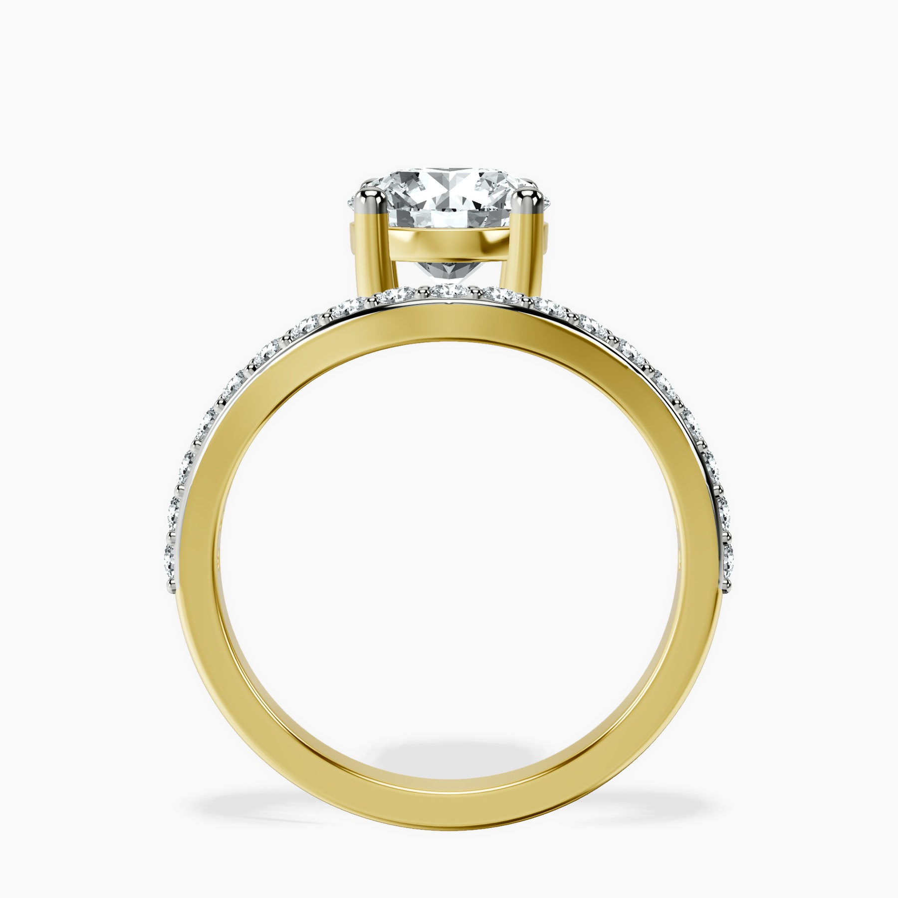10kt Yellow Gold Half Pave Crest Lab Diamond Ring side right image one