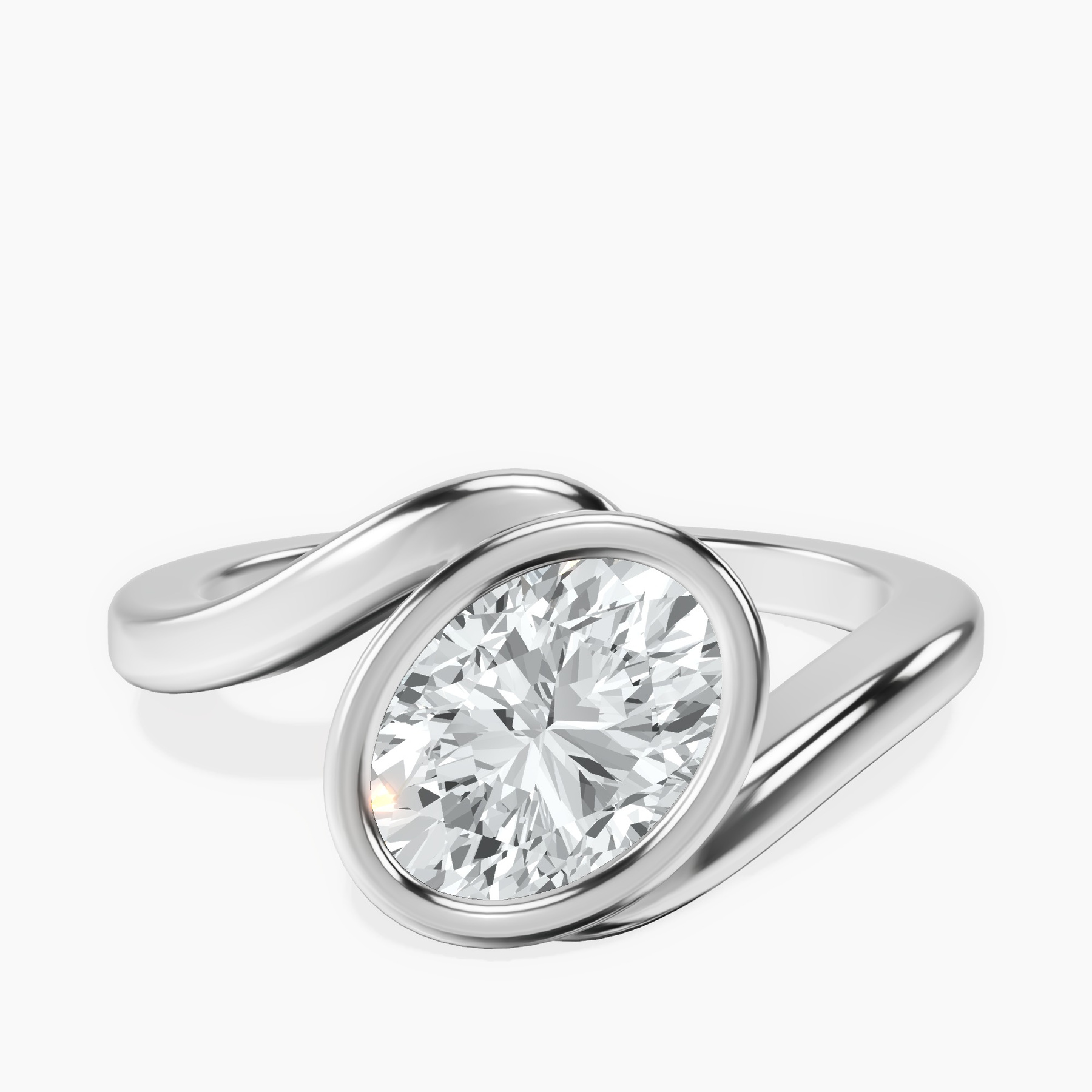 2.06 ct. oval Ava Crest Lab Diamond Ring in platinum rtr top