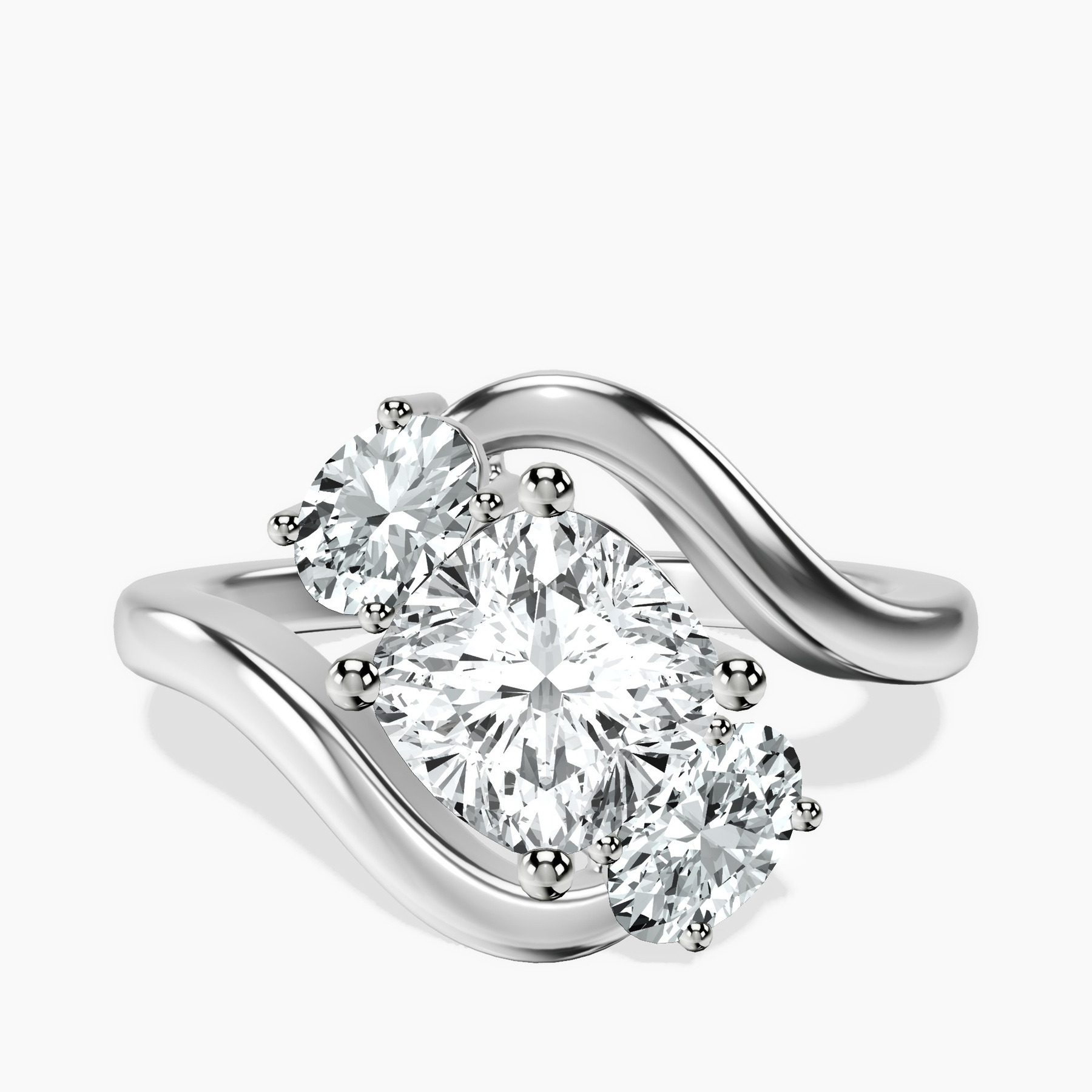 Platinum Three Stone Crest Lab Diamond Ring front image