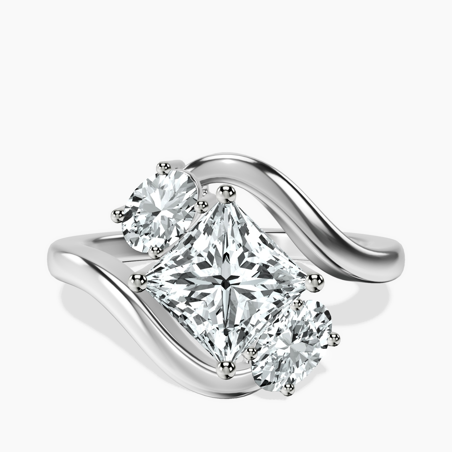 Platinum Three Stone Crest Lab Diamond Ring front image