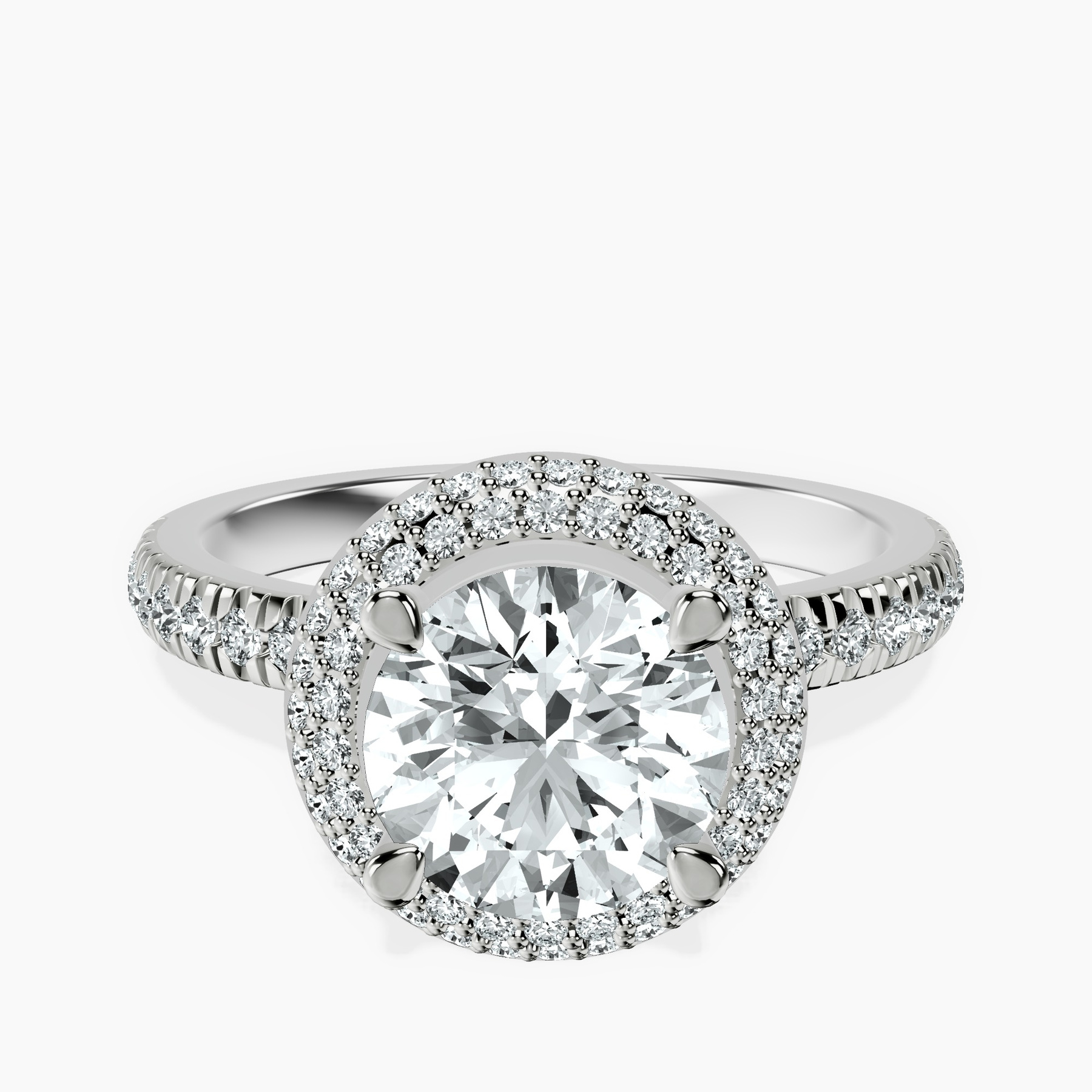 2.82 ct. round Amarya Double Halo Ring in 10kt white gold rtr top