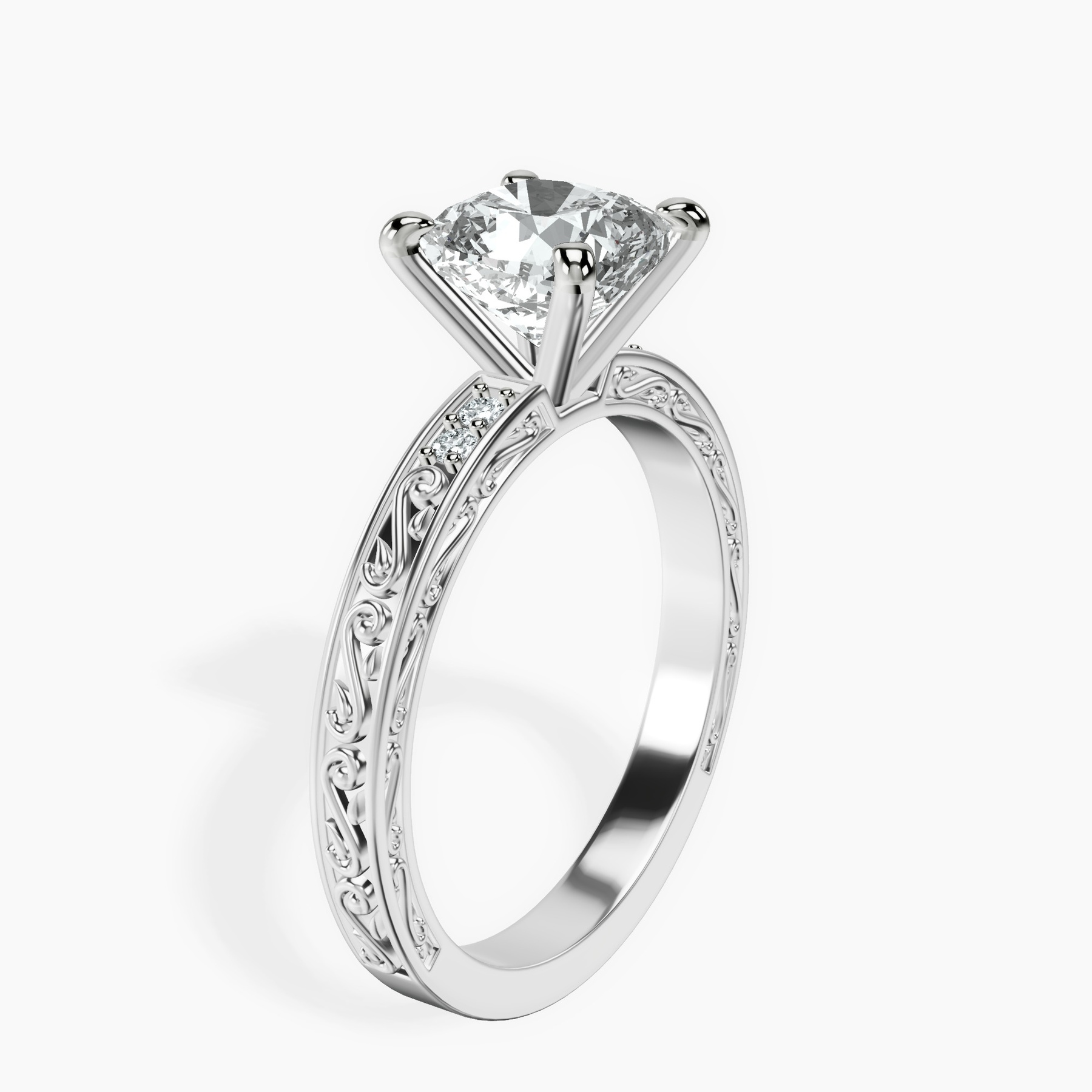 10kt White Gold Antique Allure Vintage Lab Diamond Ring standing product image one