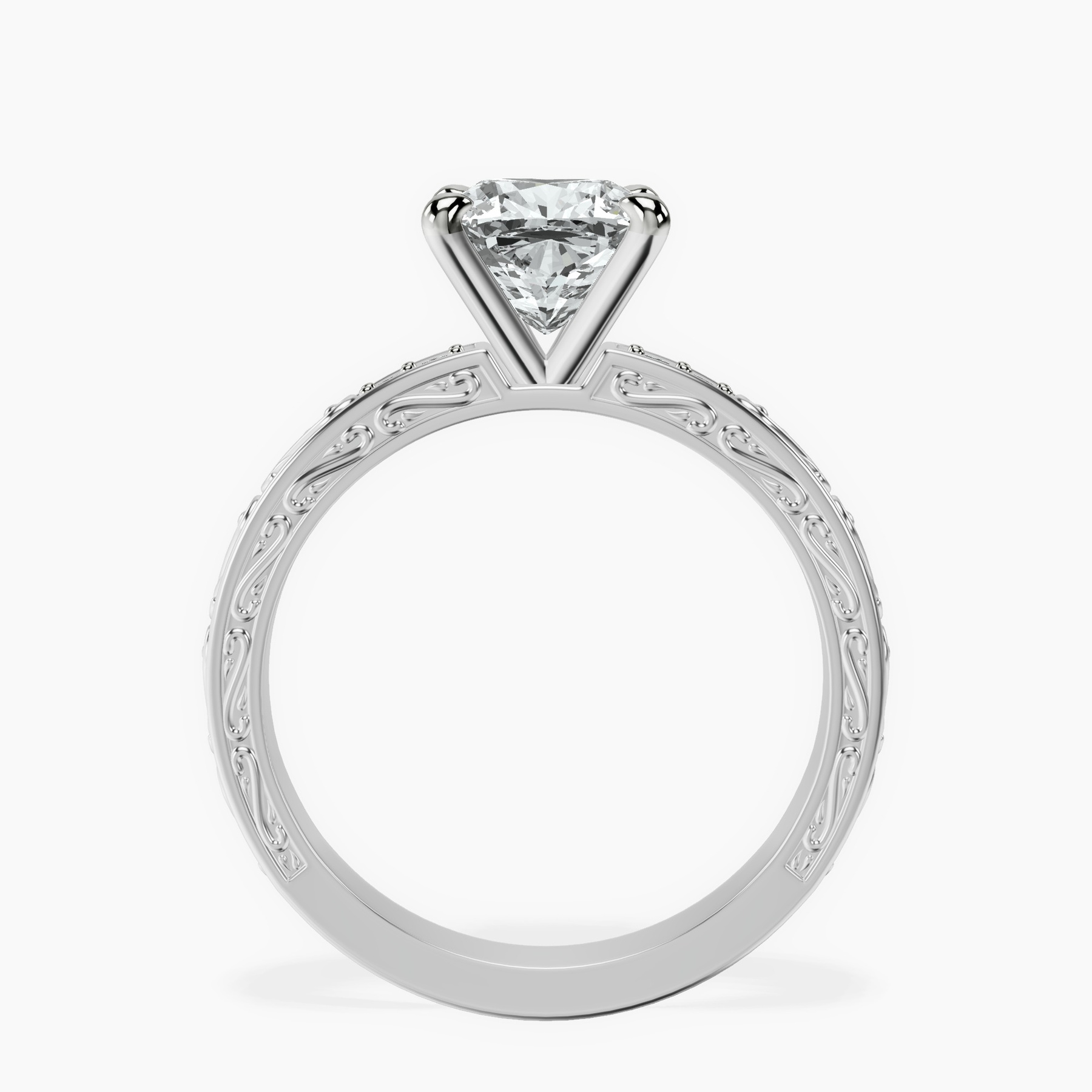 10kt White Gold Antique Allure Vintage Lab Diamond Ring side right image one