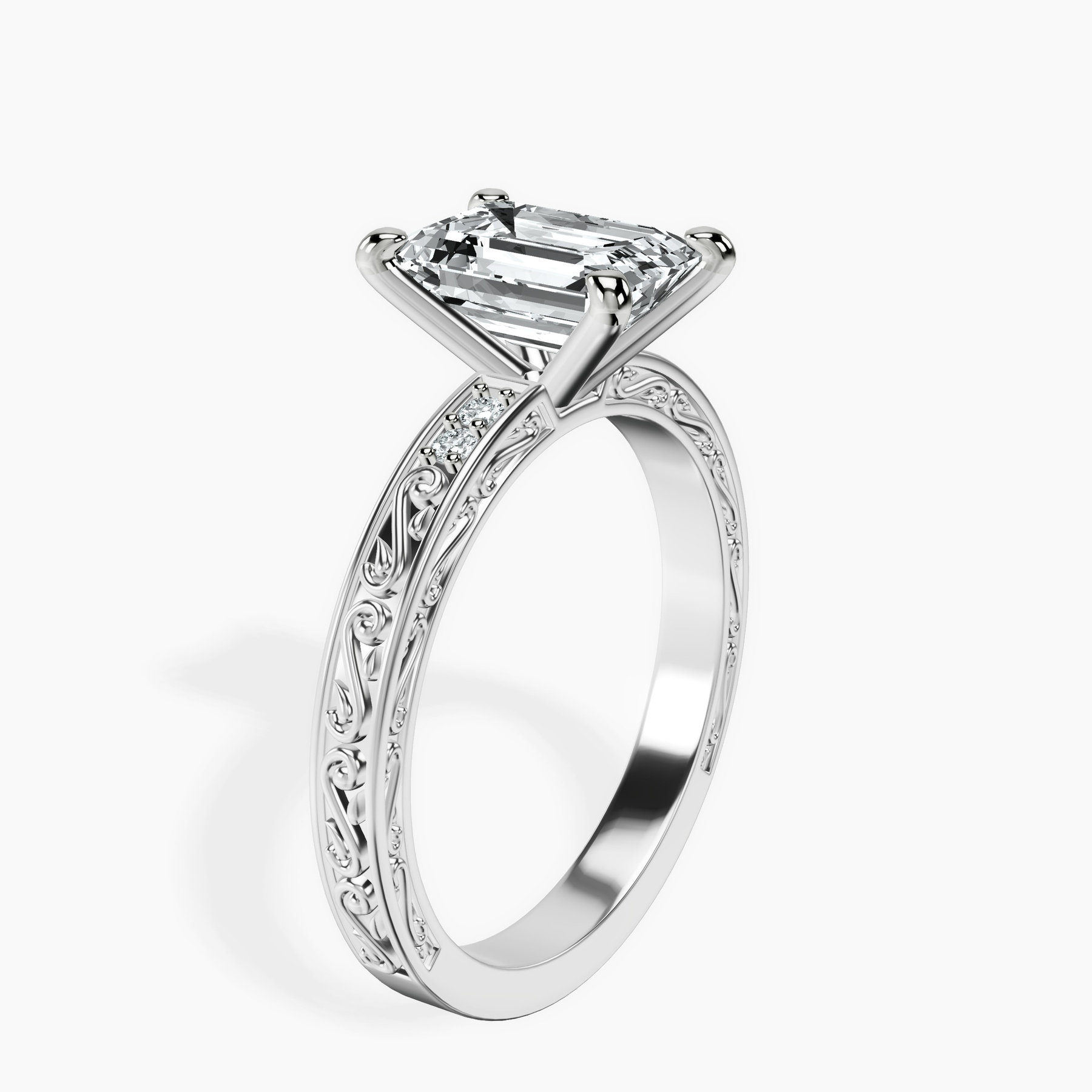10kt White Gold Antique Allure Vintage Lab Diamond Ring standing product image one