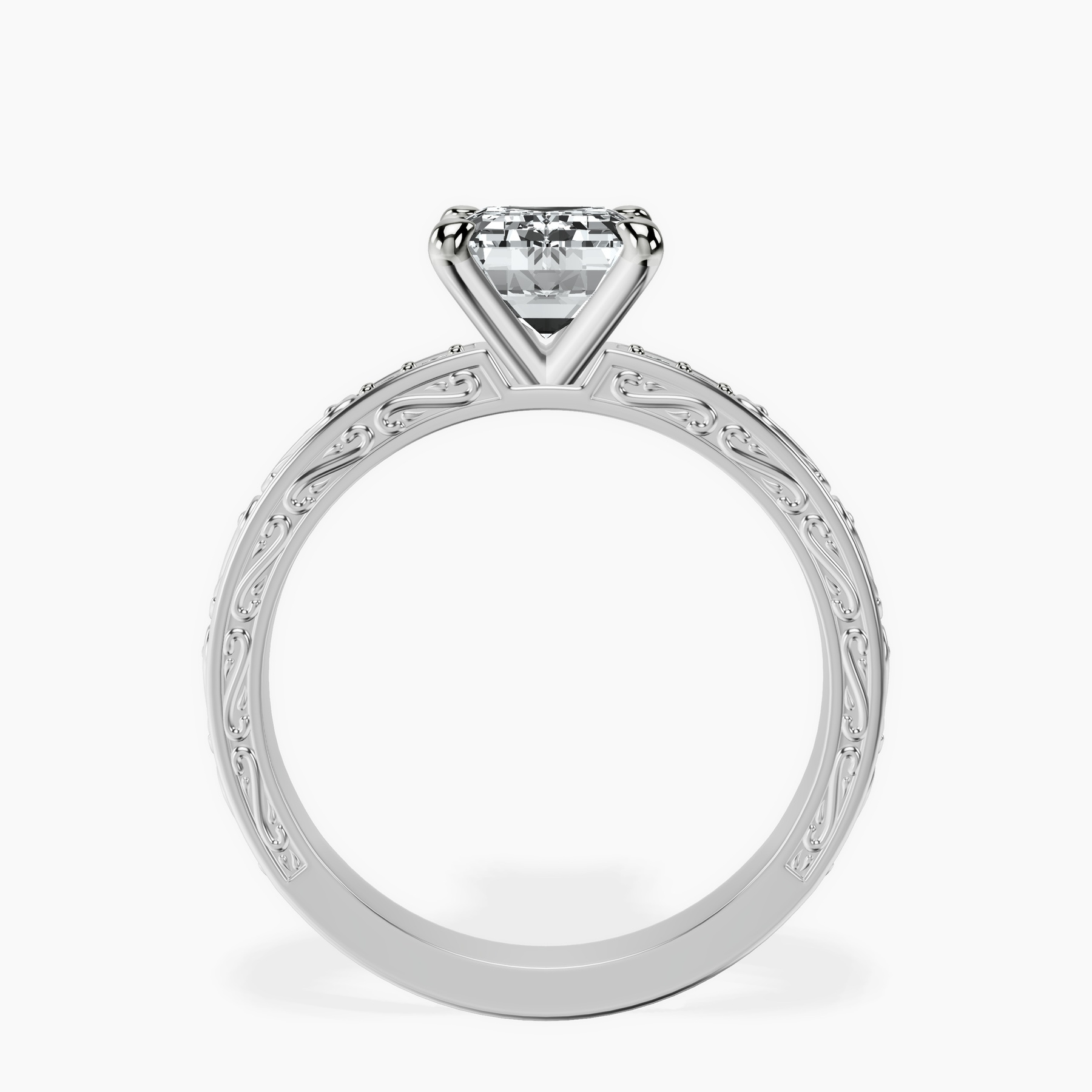 10kt White Gold Antique Allure Vintage Lab Diamond Ring side right image one