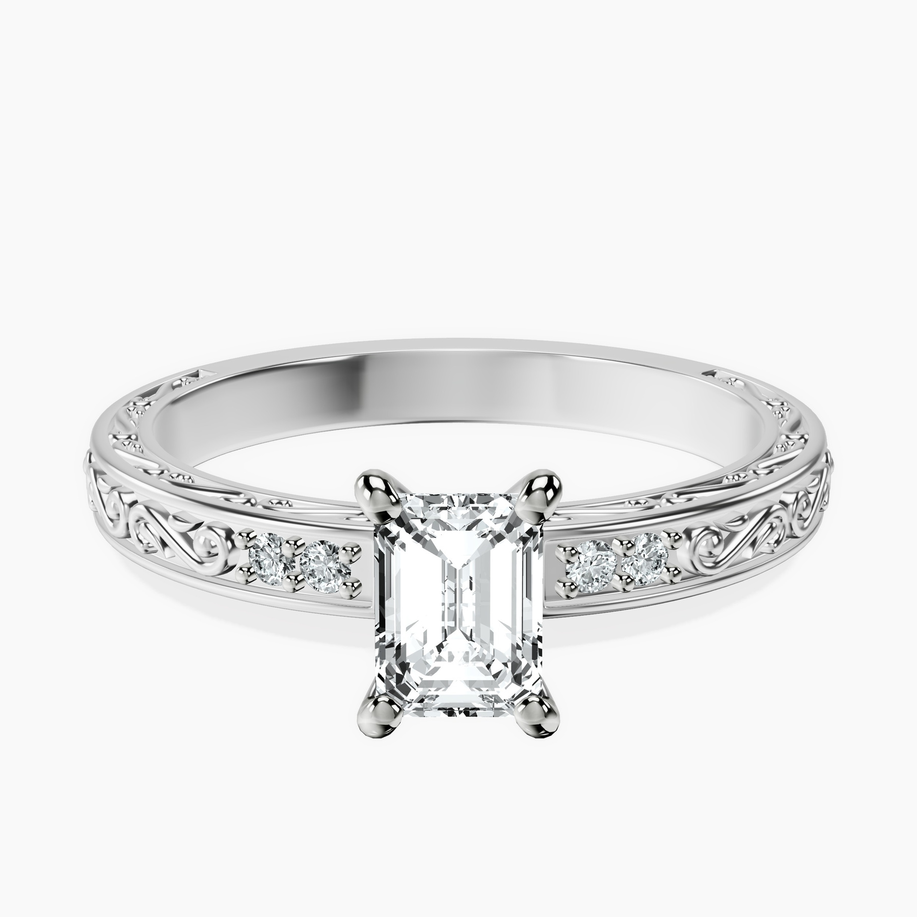 10kt White Gold Antique Allure Vintage Lab Diamond Ring front image