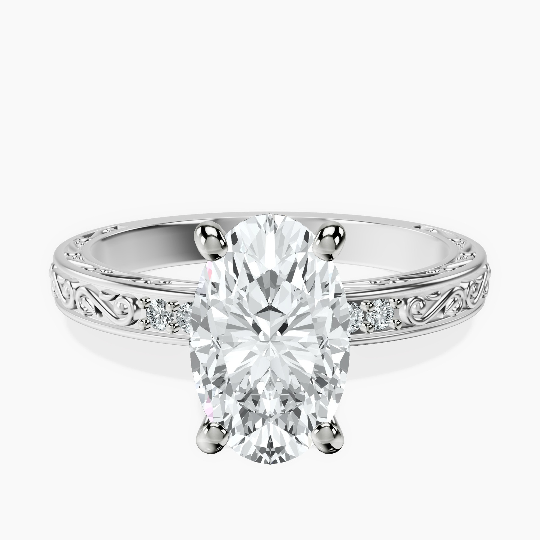 9ct White Gold Antique Allure Vintage Lab Diamond Ring front image
