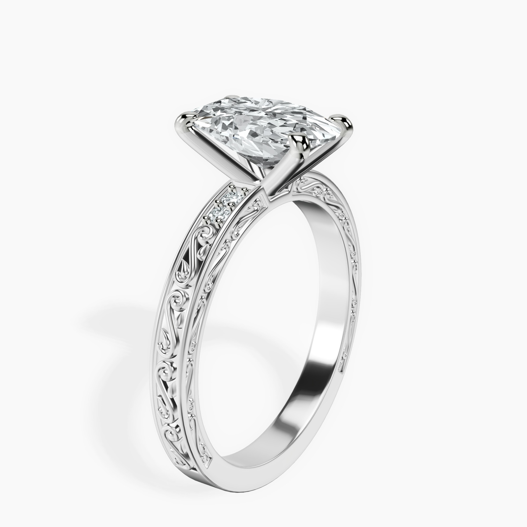 10kt White Gold Antique Allure Vintage Lab Diamond Ring standing product image one