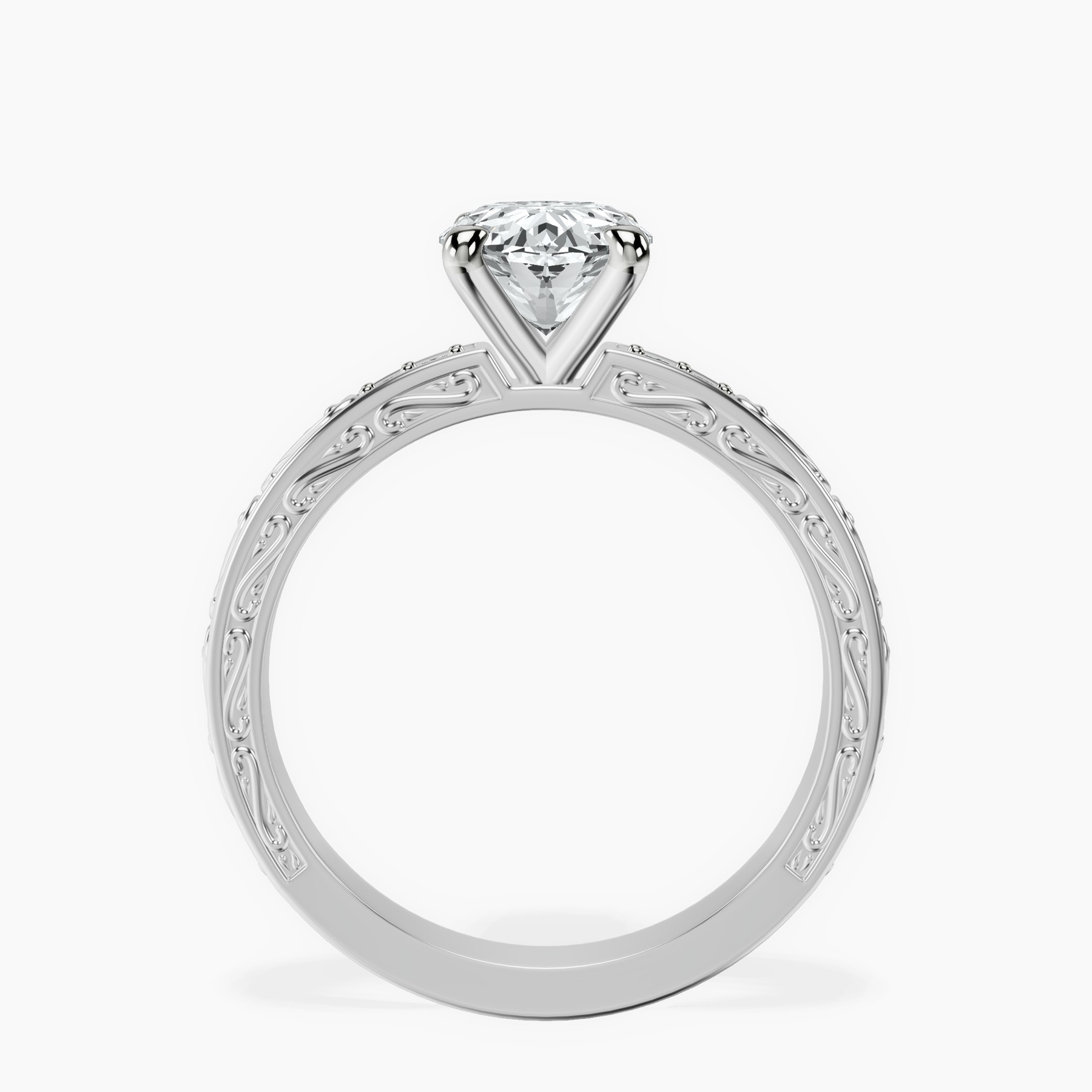 10kt White Gold Antique Allure Vintage Lab Diamond Ring side right image one