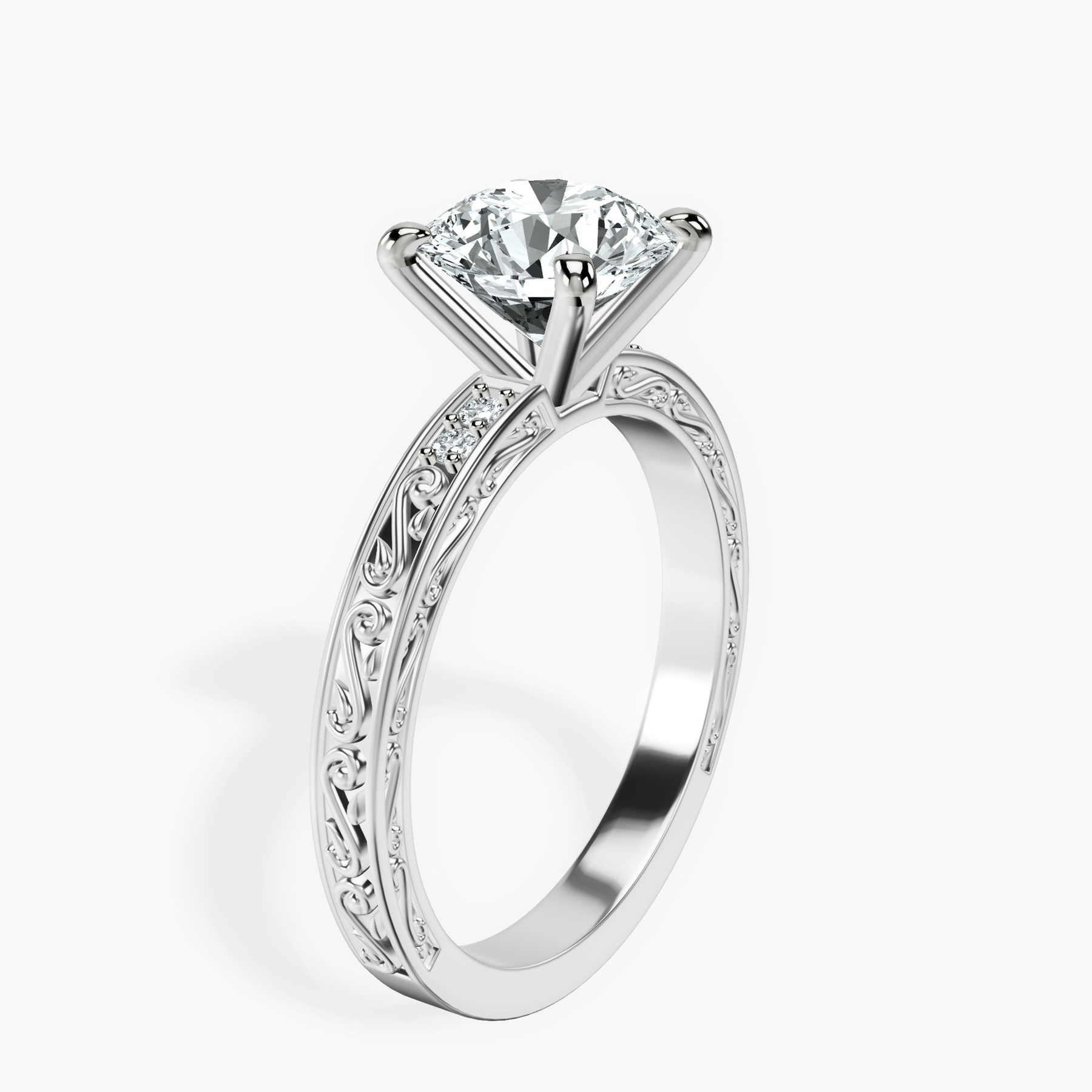 10kt White Gold Antique Allure Vintage Lab Diamond Ring standing product image one