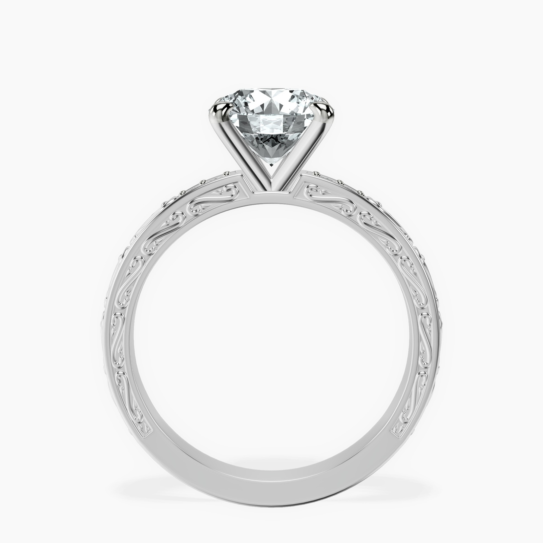 10kt White Gold Antique Allure Vintage Lab Diamond Ring side right image one