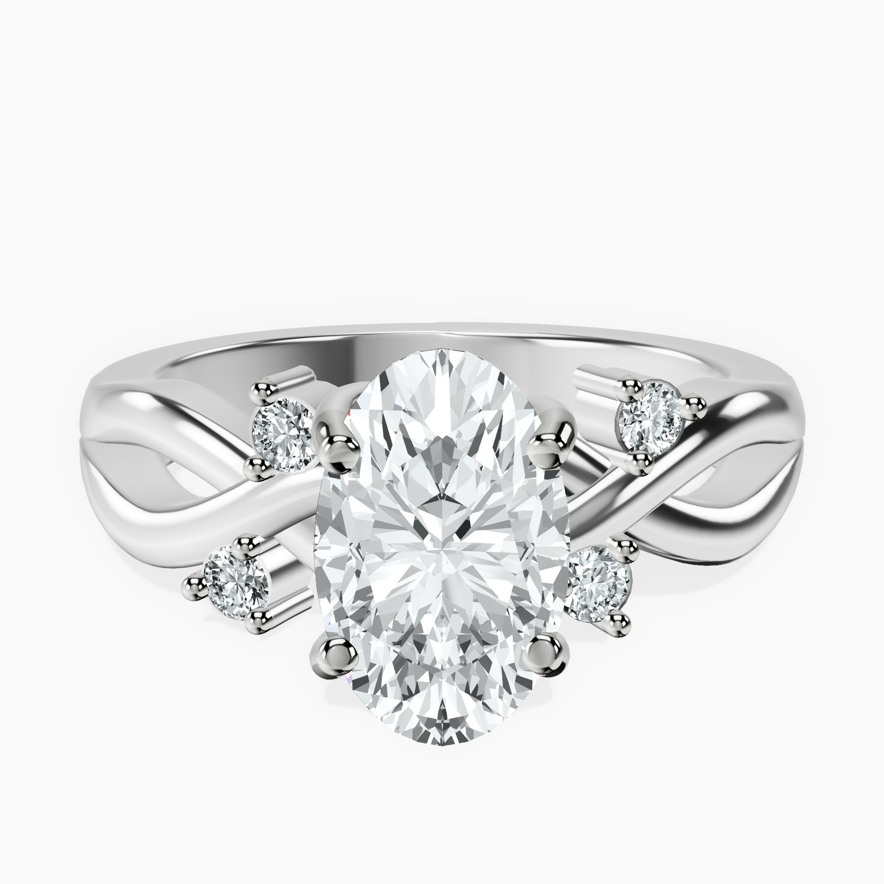 2.99 ct. oval Twisted Blossom Ring in 18kt white gold rtr top