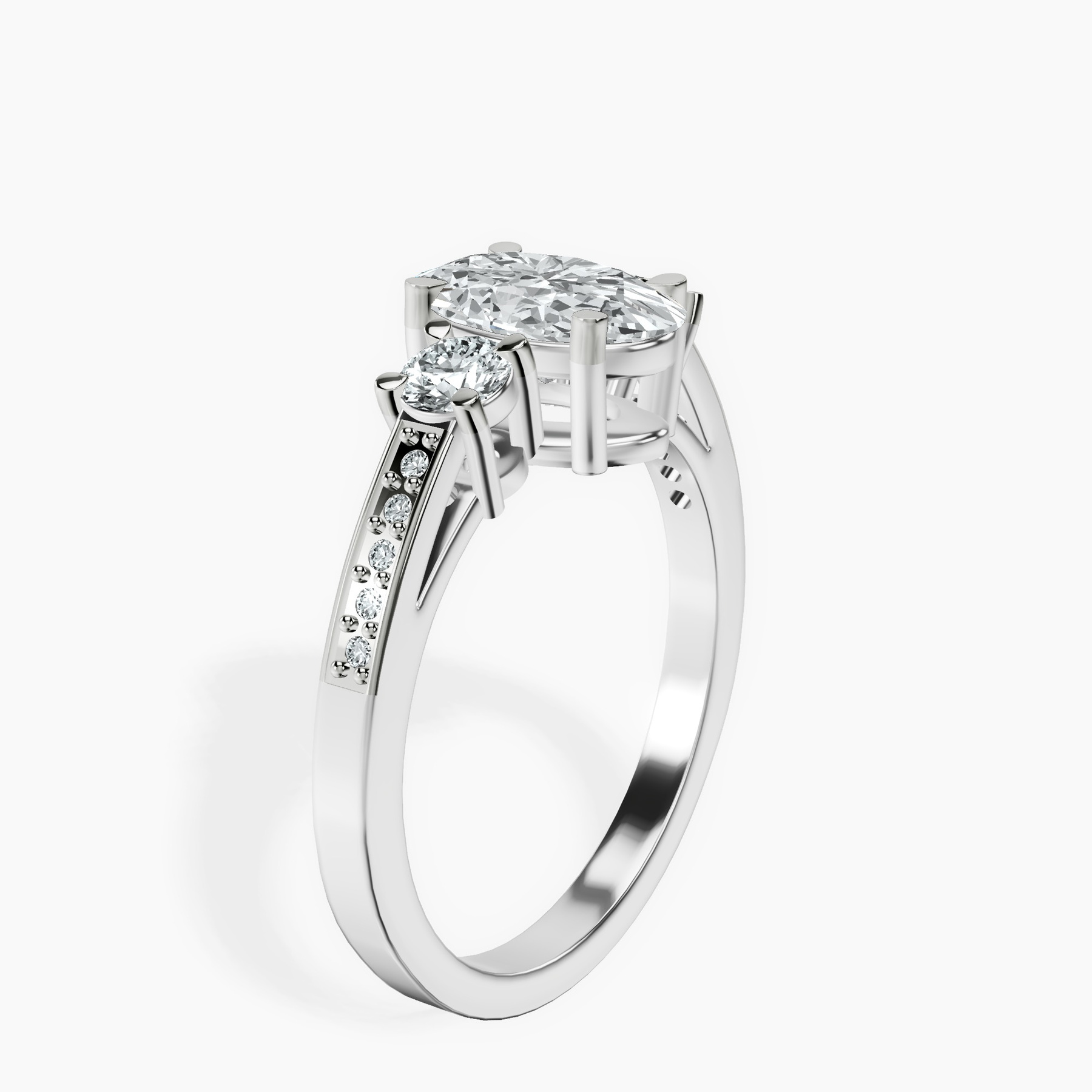 10kt White Gold Trilogy Three Stone Lab Diamond Ring standing product image one