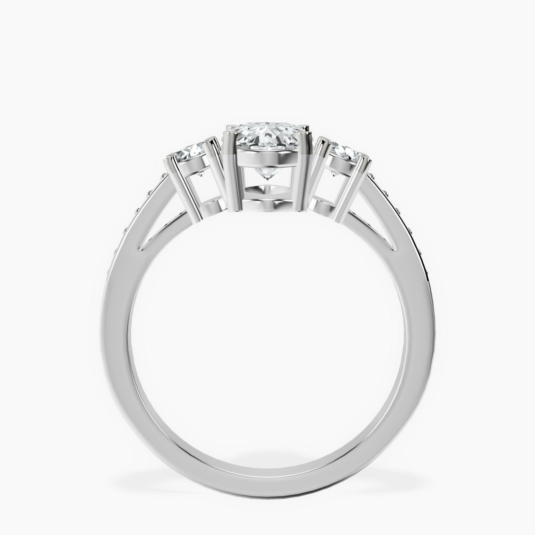 10kt White Gold Trilogy Three Stone Lab Diamond Ring side right image one