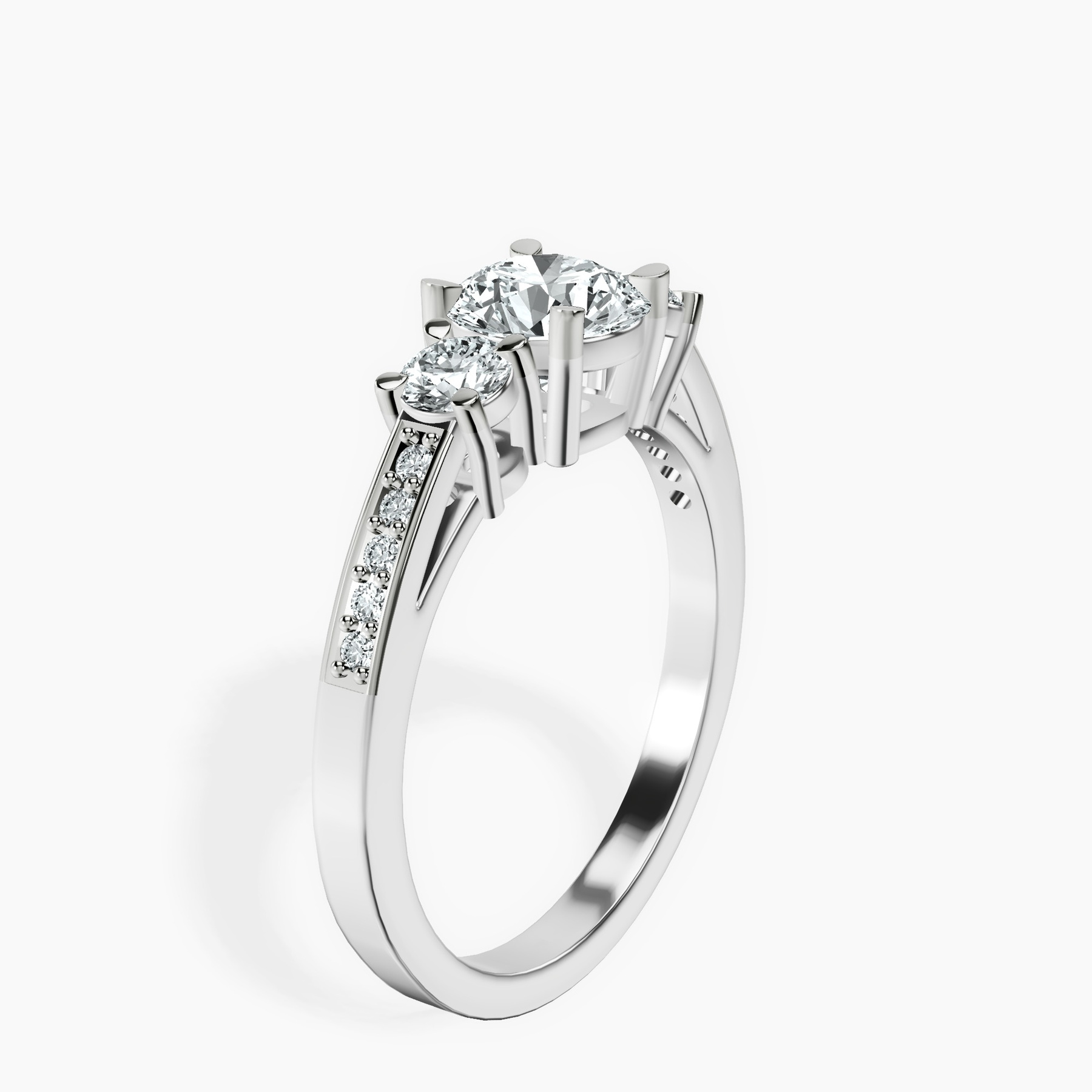 10kt White Gold Trilogy Three Stone Lab Diamond Ring standing product image one